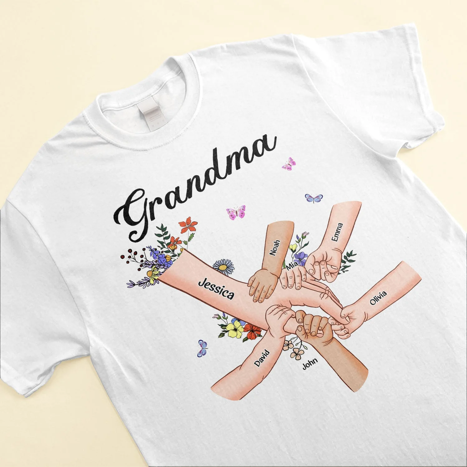 Holding Mom's Hand, Grandma's Hand - Personalized Shirt - Image 3