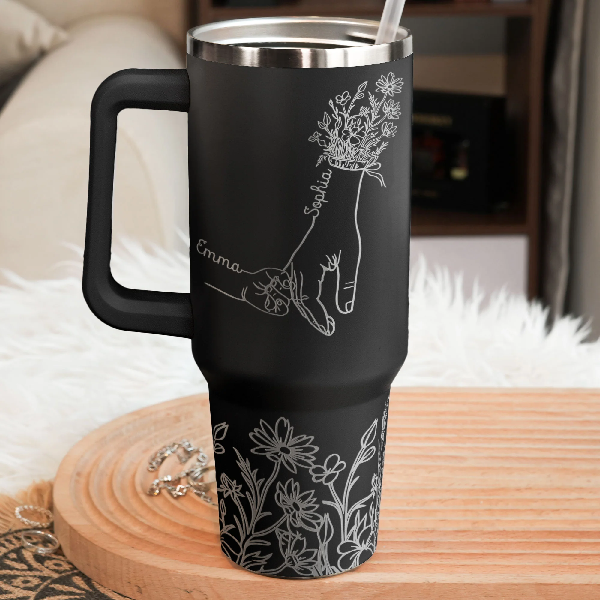Holding Mom's Hand - Personalized 40oz Tumbler - Image 4
