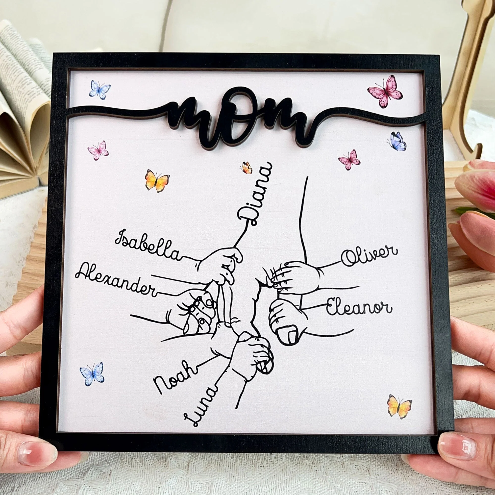 Holding Mom's Hand - Personalized Wooden Plaque - Image 2