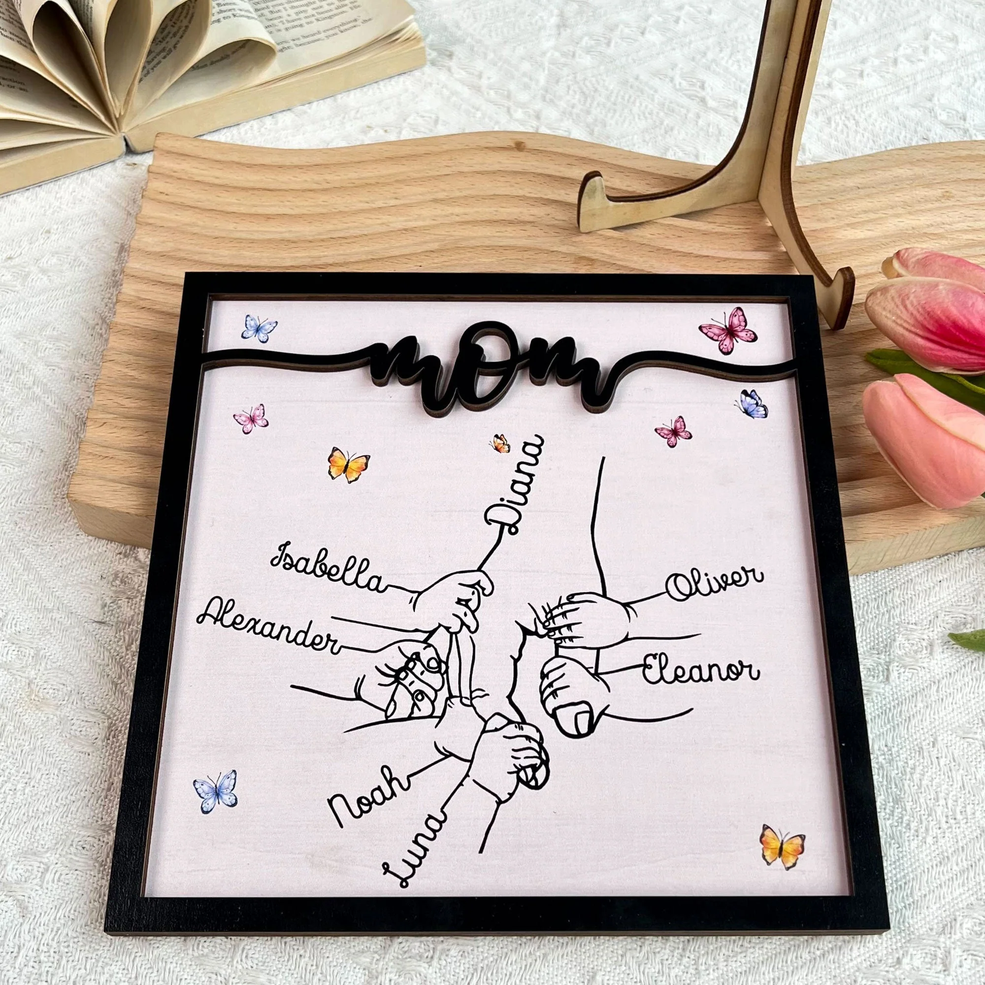 Holding Mom's Hand - Personalized Wooden Plaque - Image 4