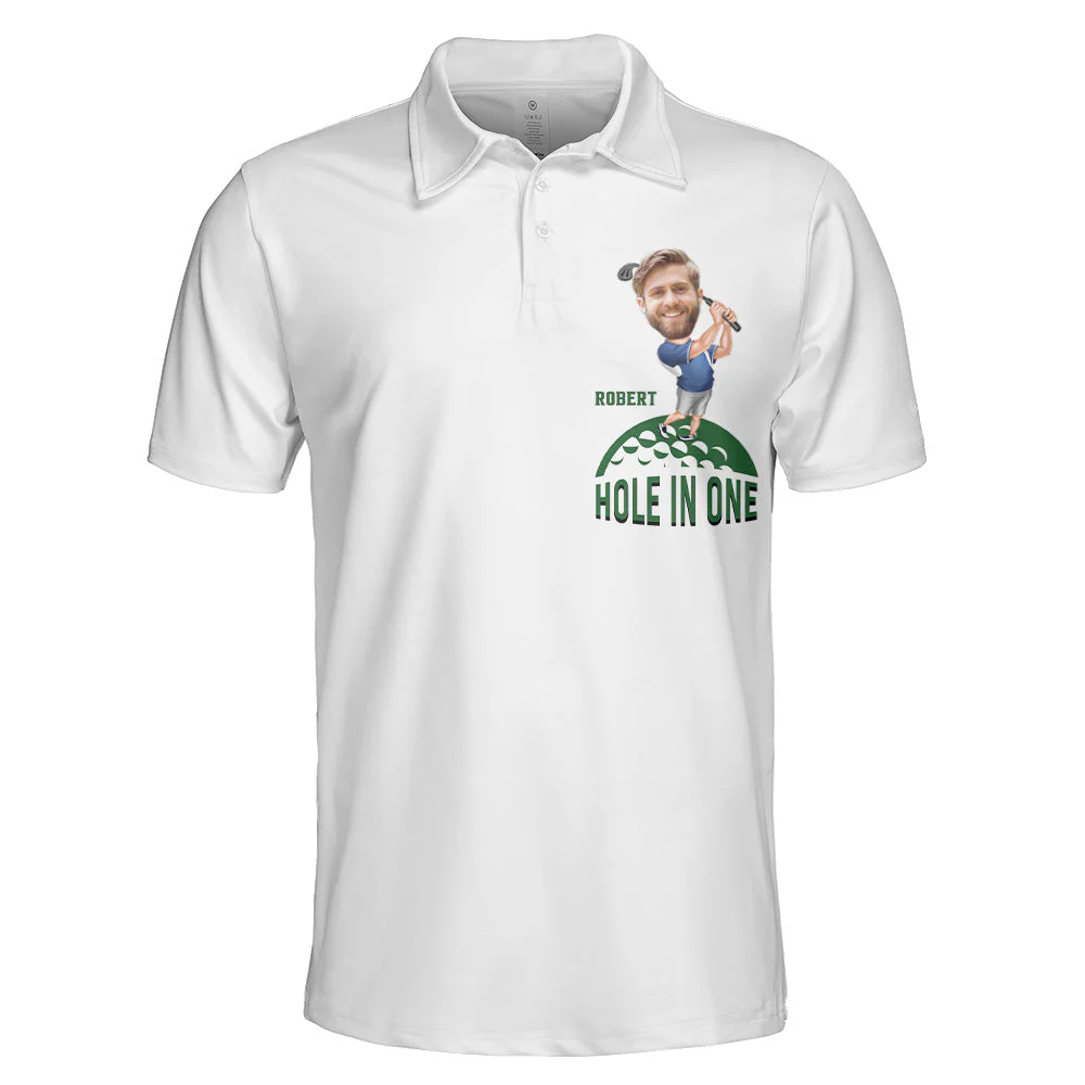 Hole In One Custom Face Gift For Golfer, Dad, Husband - Custom Photo Golf Shirt - Image 5