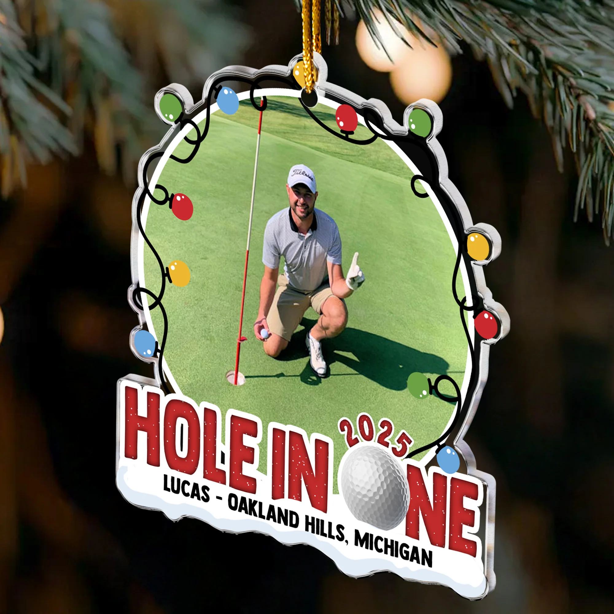 Hole In One - Personalized Acrylic Photo Ornament - Image 4