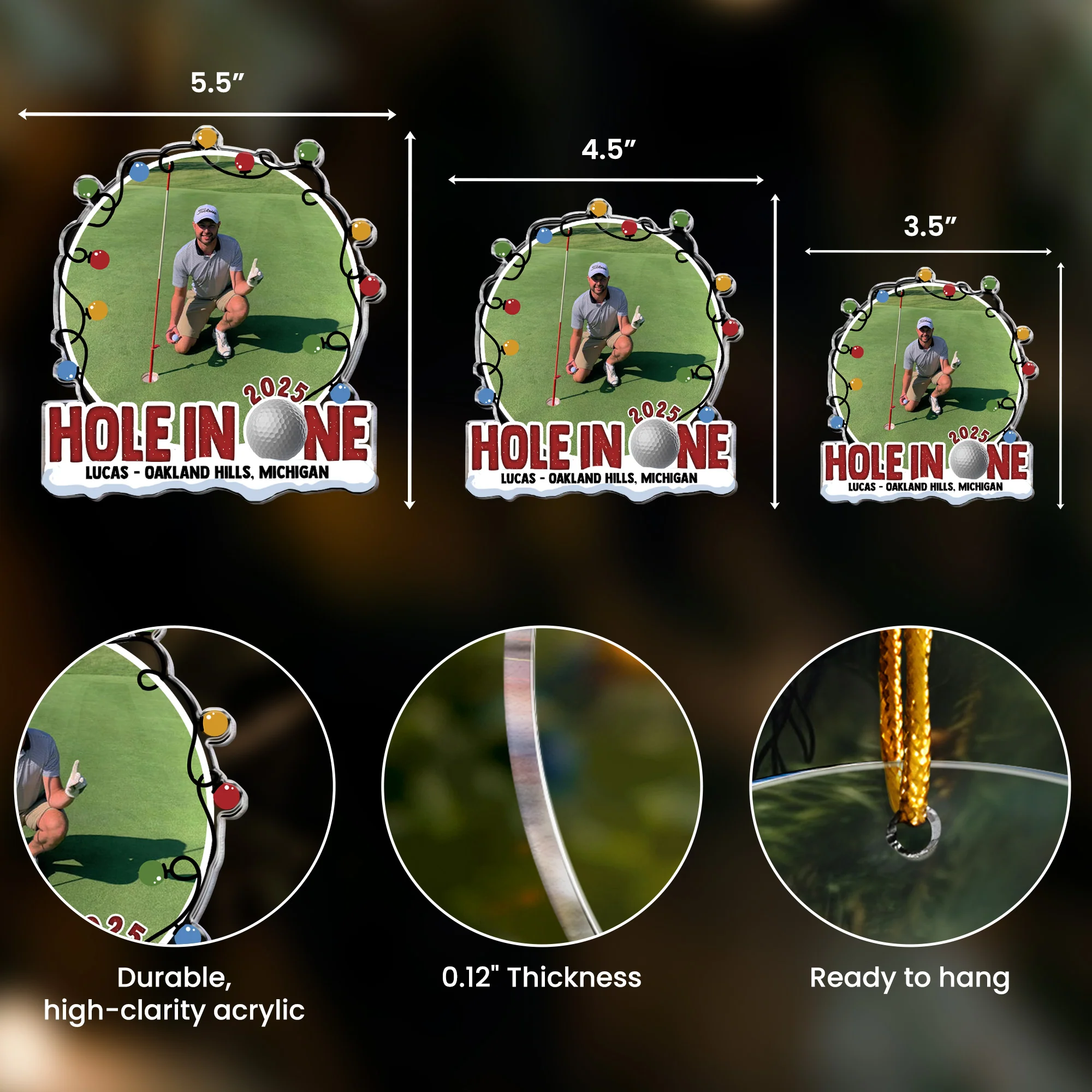 Hole In One - Personalized Acrylic Photo Ornament - Image 5