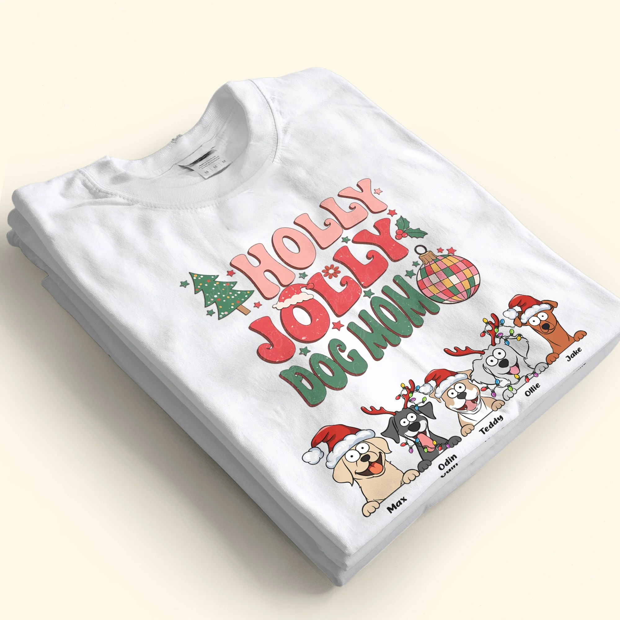 Holly Jolly Dog Mom - Personalized Shirt - Image 3