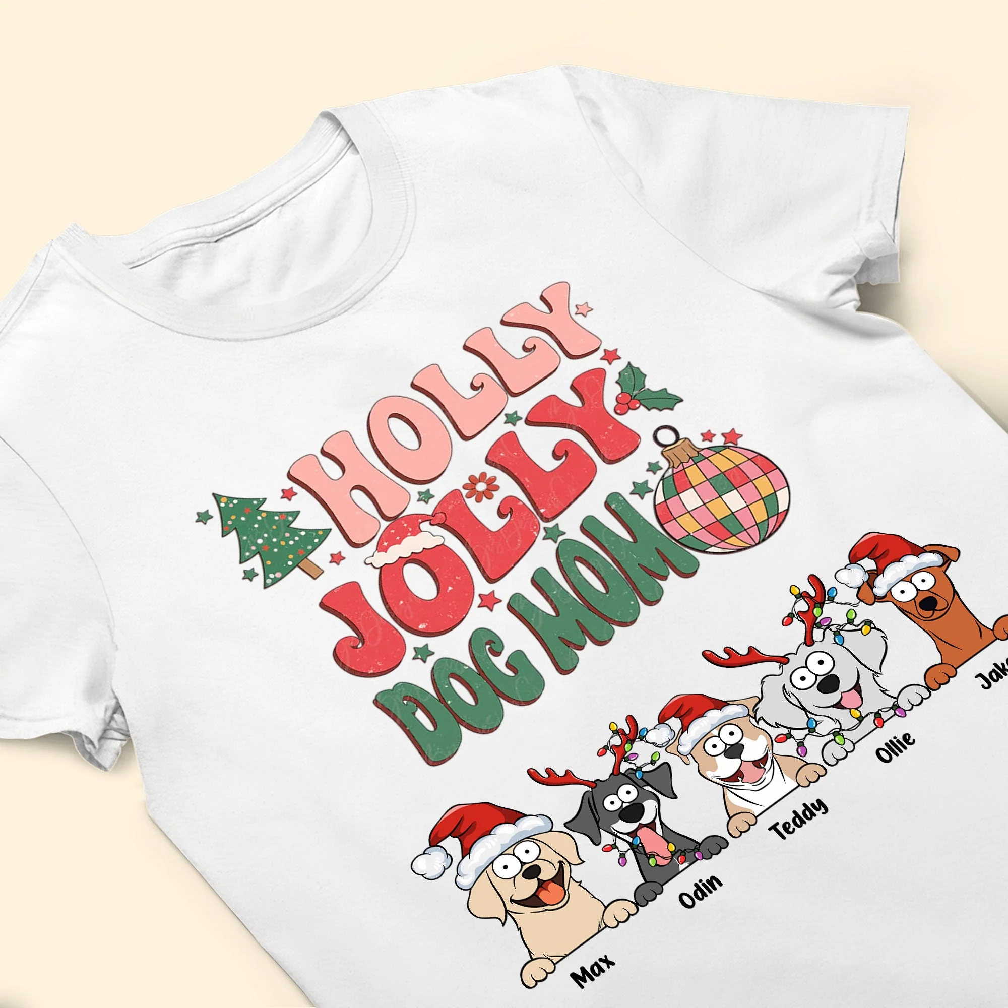 Holly Jolly Dog Mom - Personalized Shirt - Image 5