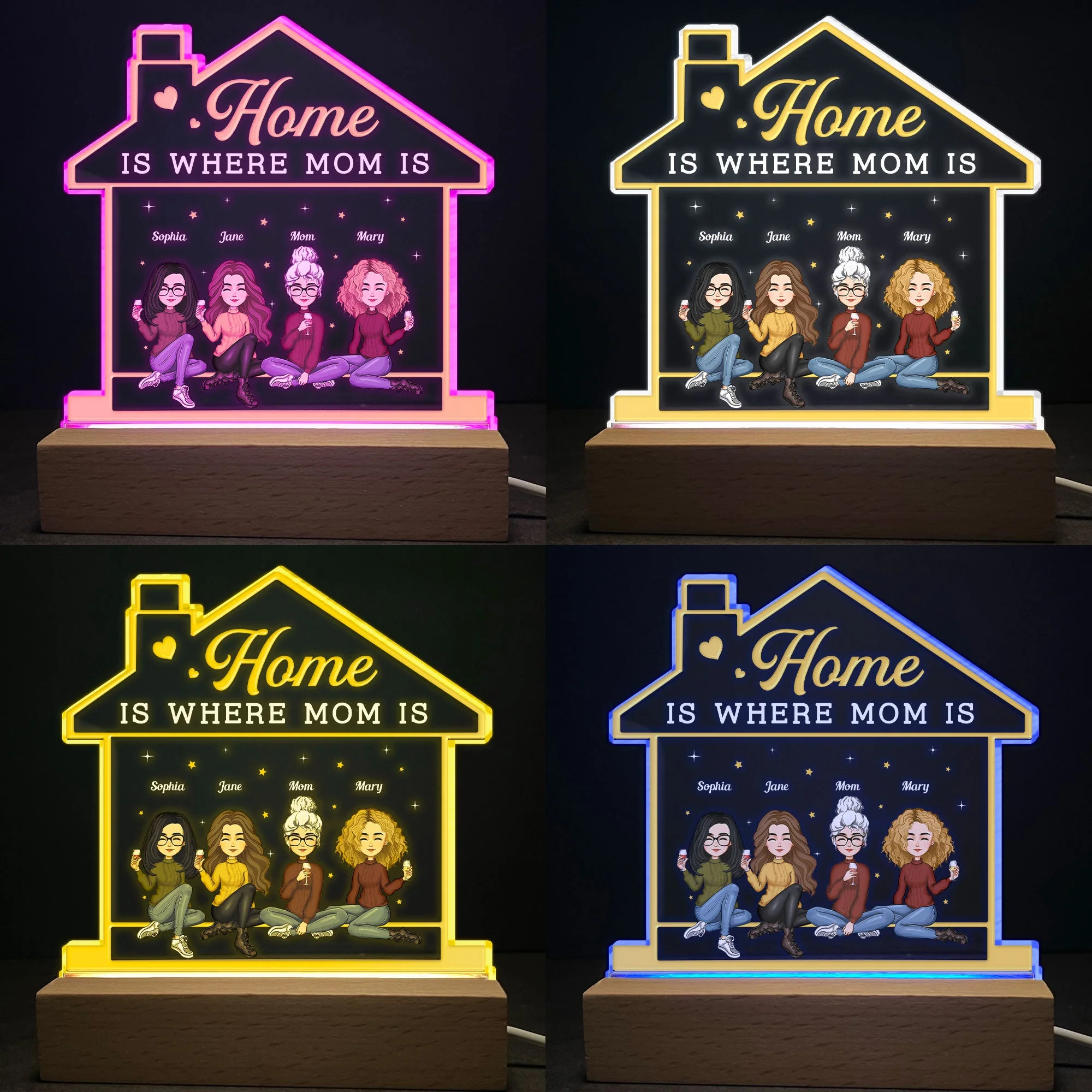 Home Is Where Mom Is - Personalized LED Light - Image 4