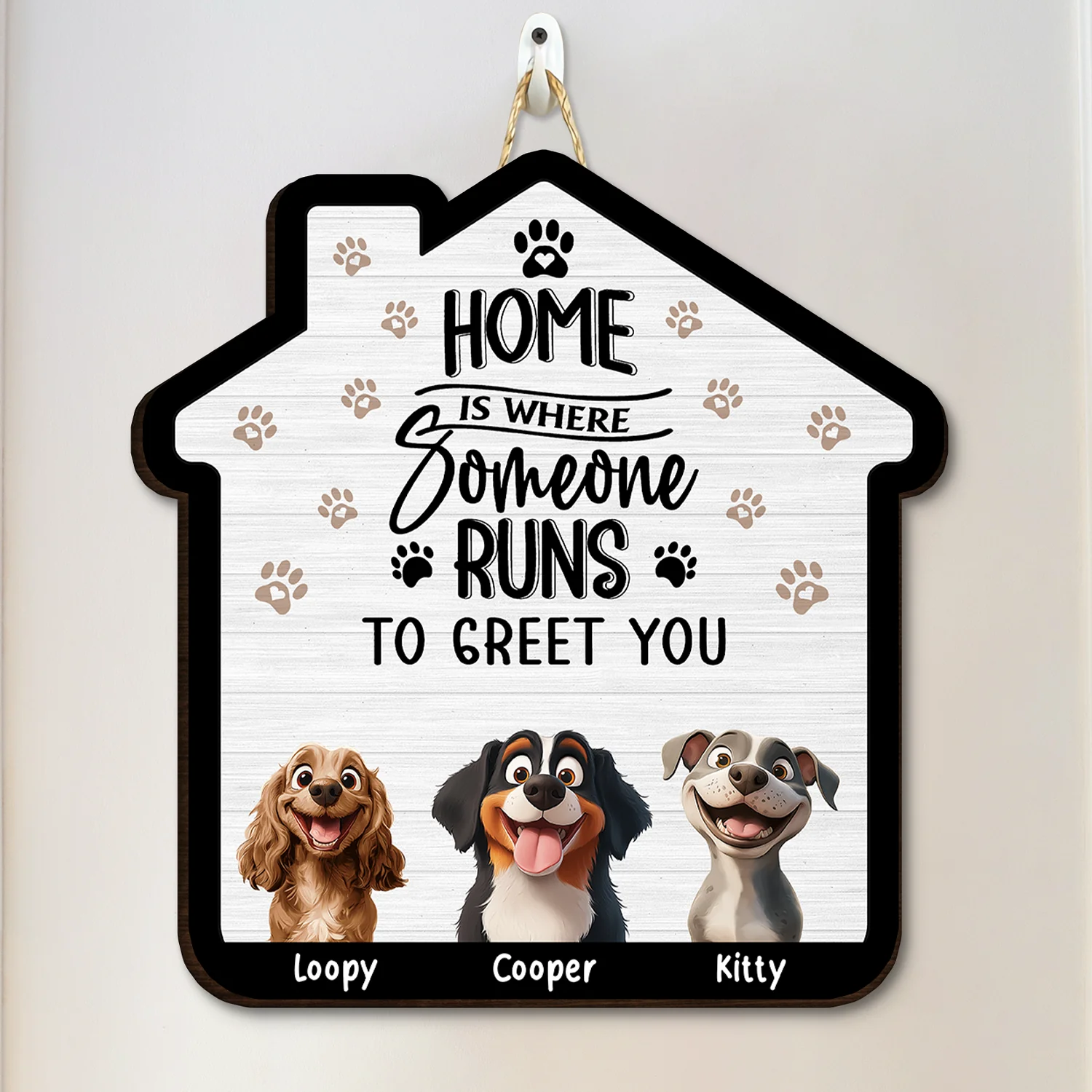 Home Is Where Someone Runs To Greet You - Personalized Wood Sign - Image 2