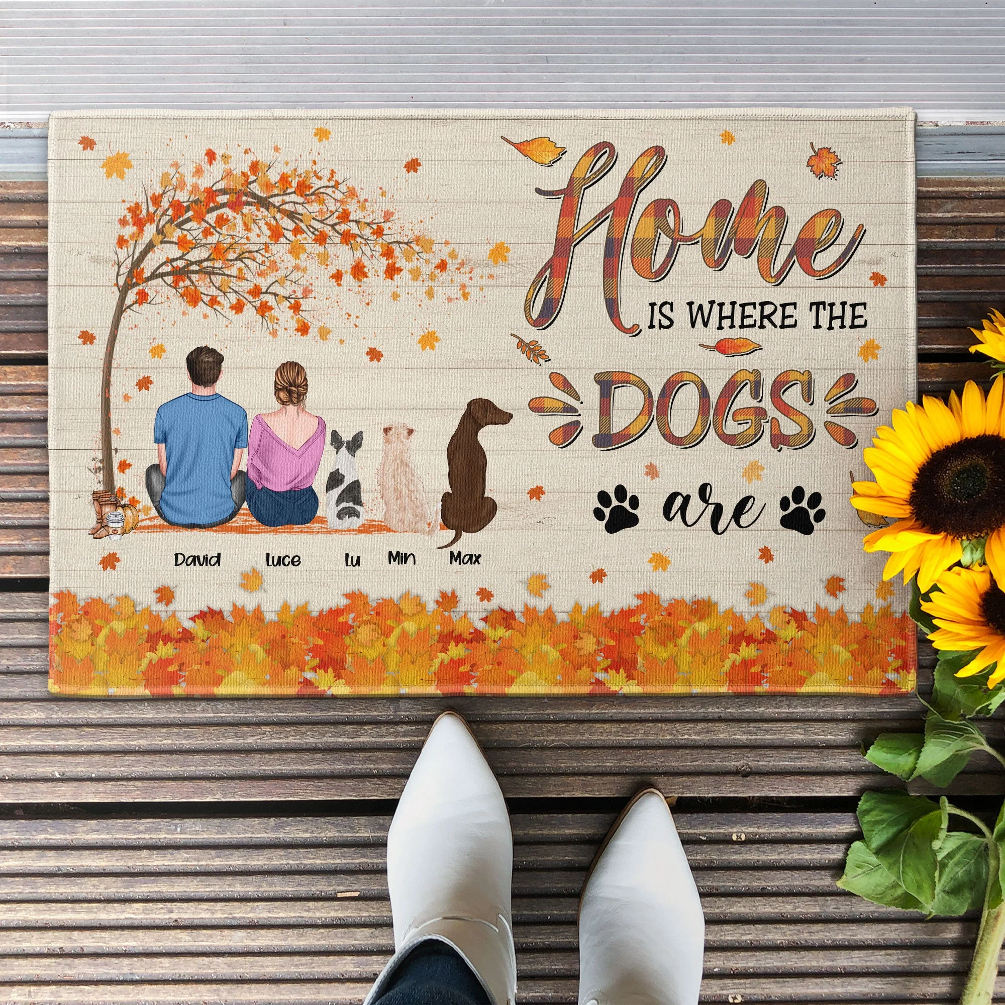 Home Is Where The Dog Is - Personalized Doormat - Fall Season, Loving Gift For Dog Owners, Dog Lovers - Image 2