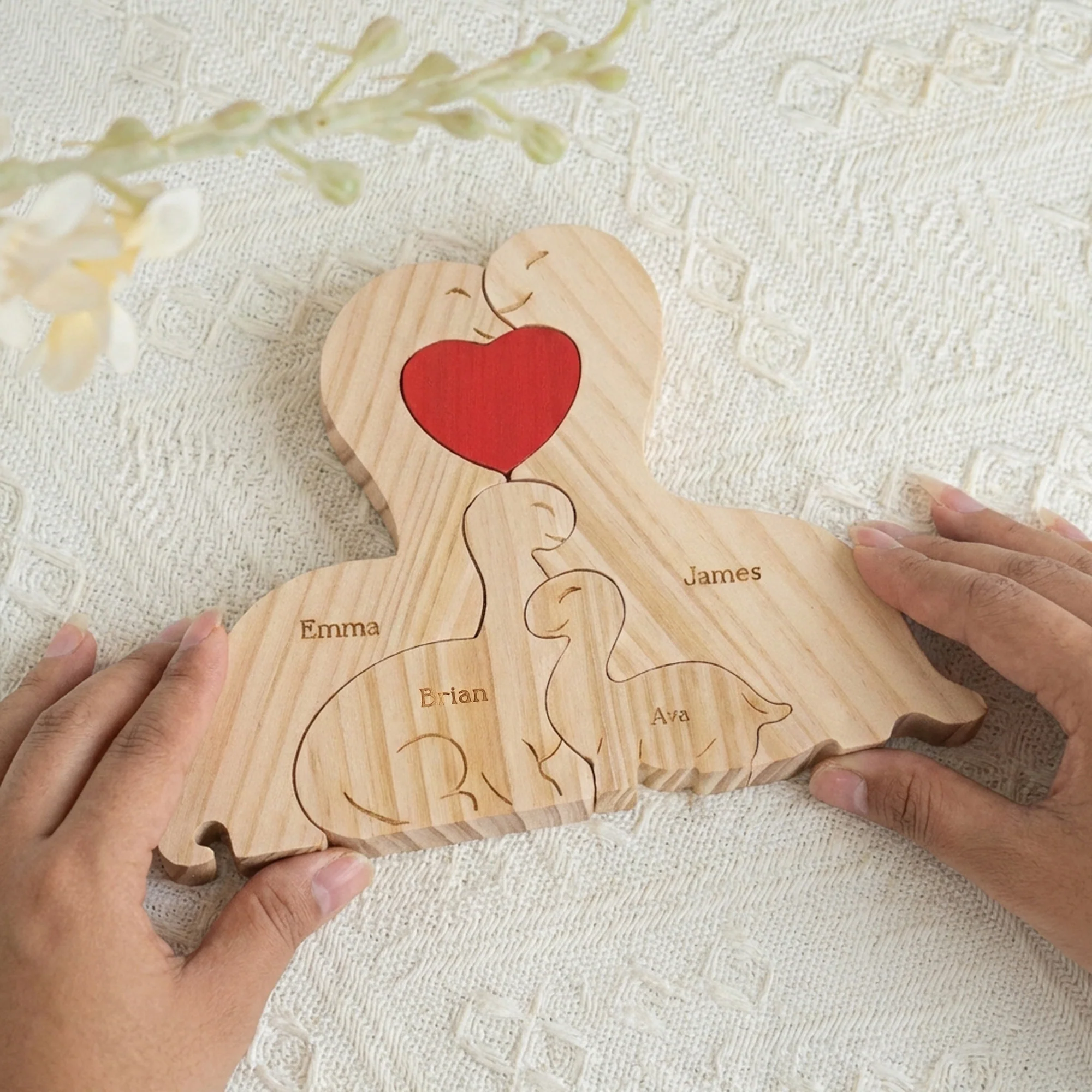 Home Is Where We Are Together Dinosaur Family Puzzle - Personalized Wooden Family Puzzle - Image 7