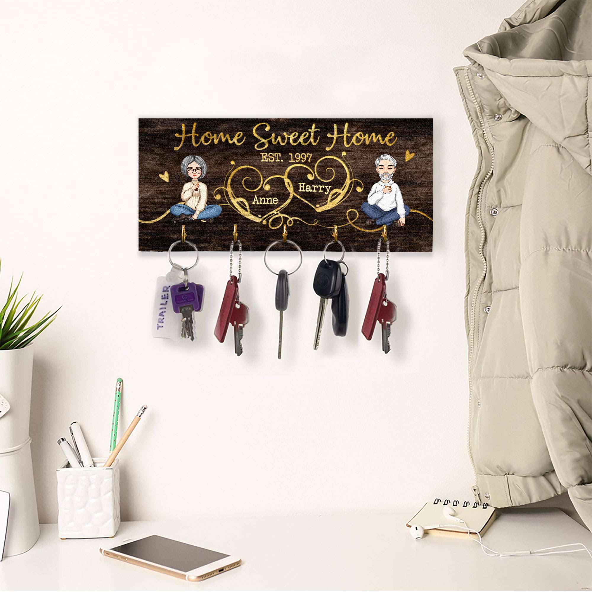 Home Is Where You Hang Your Heart - Personalized Key Hanger - Anniversary, Christmas, New Year, Wedding, New Home Gift For Couples, Husband, Wife, Lover, Boyfriend, Girlfriend - Image 10