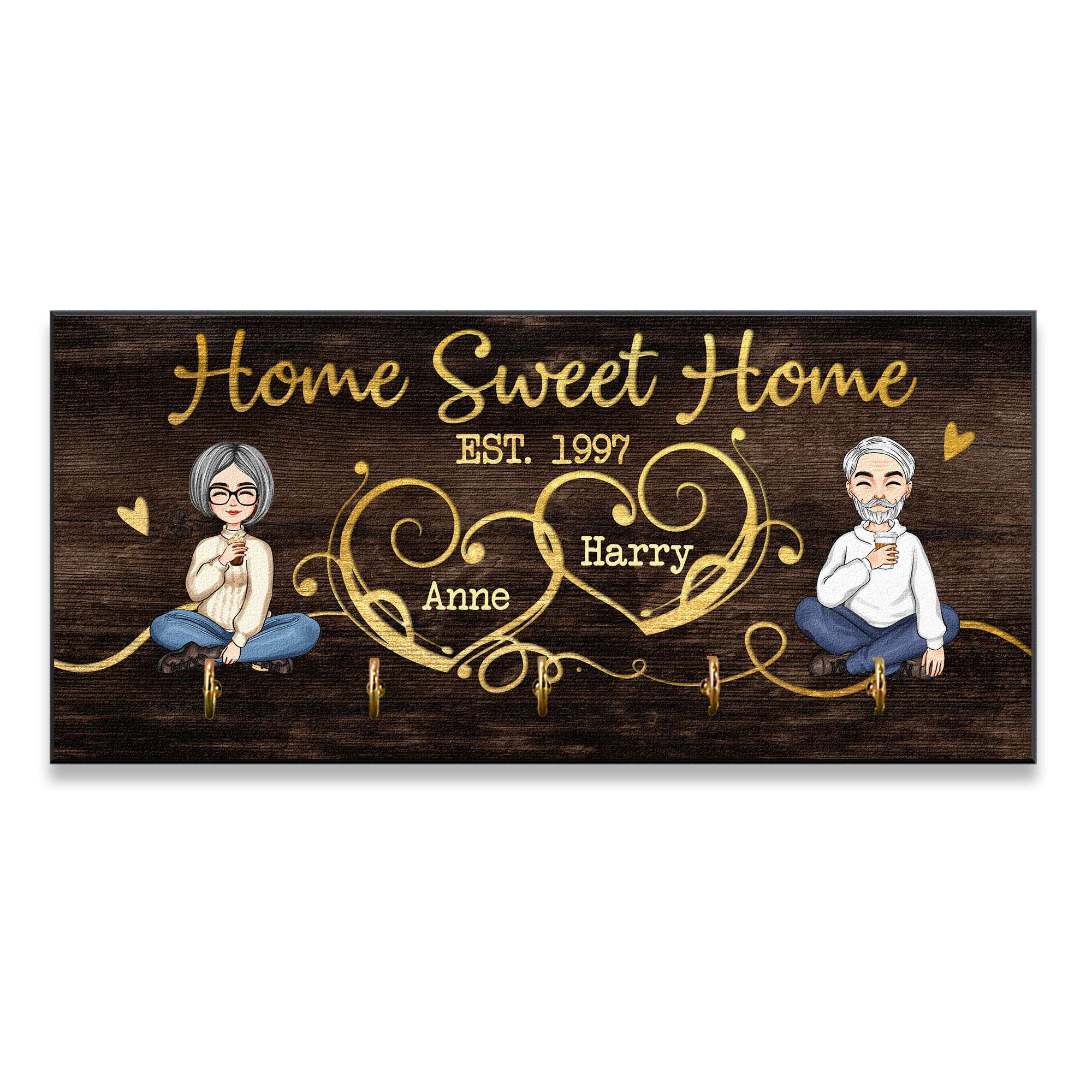Home Is Where You Hang Your Heart - Personalized Key Hanger - Anniversary, Christmas, New Year, Wedding, New Home Gift For Couples, Husband, Wife, Lover, Boyfriend, Girlfriend - Image 2