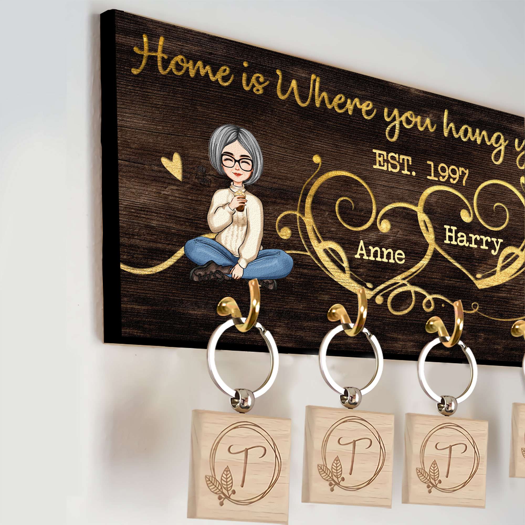 Home Is Where You Hang Your Heart - Personalized Key Hanger - Anniversary, Christmas, New Year, Wedding, New Home Gift For Couples, Husband, Wife, Lover, Boyfriend, Girlfriend - Image 4