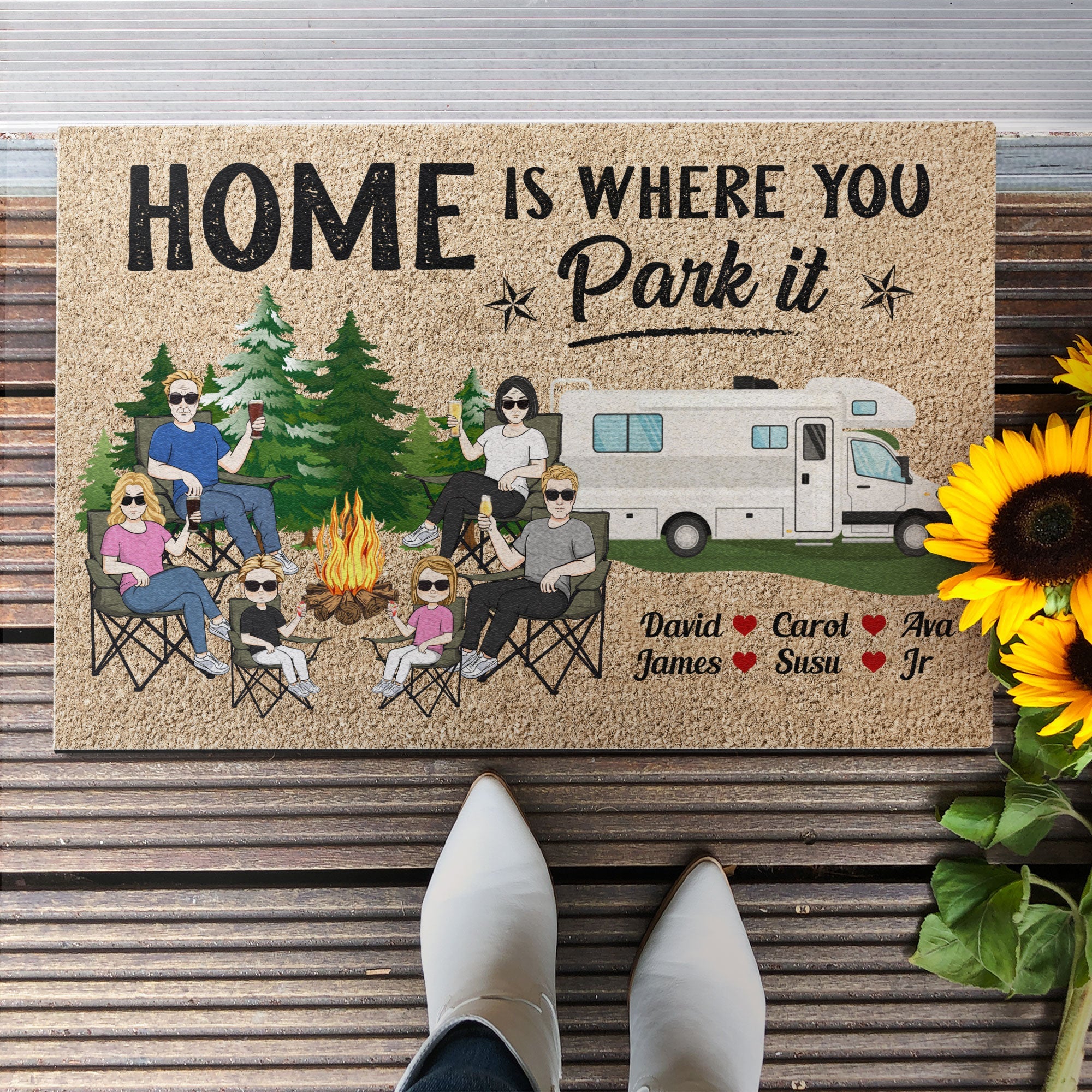 Home Is Where You Park It Ver 2  - Personalized Doormat - Camping Family - Image 2