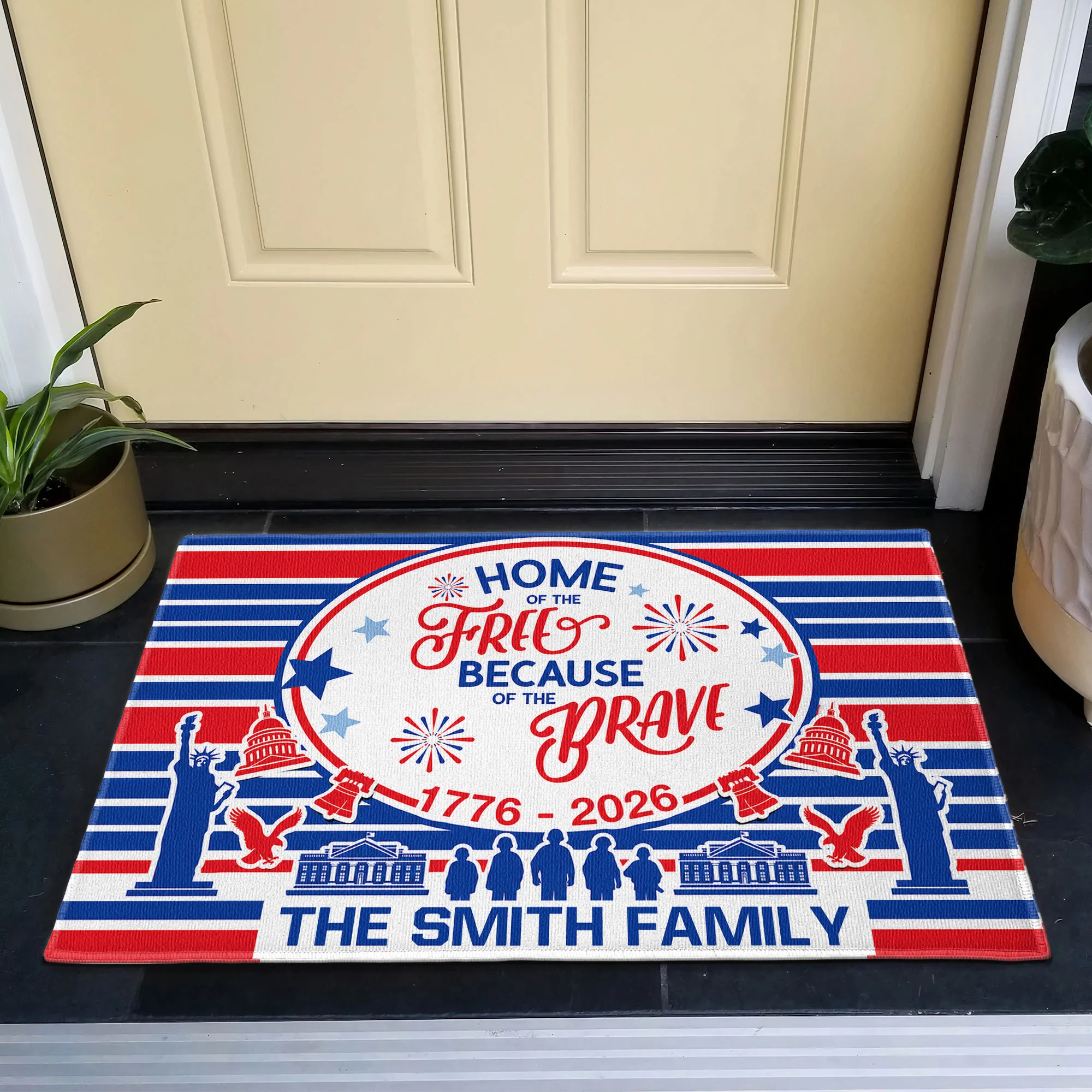 Home Of The Free - Personalized Doormat - Image 2