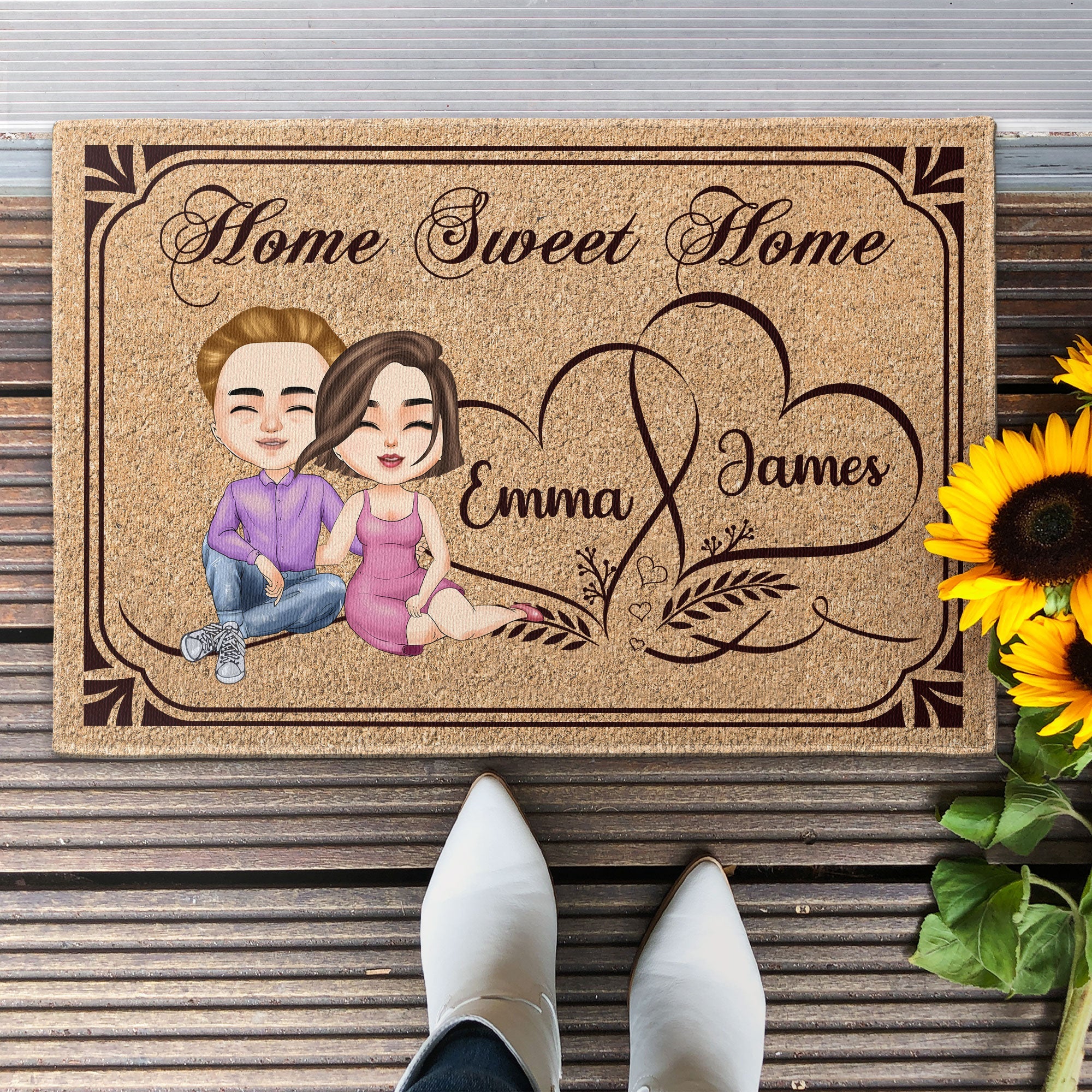 Home Sweet Home - Personalized Doormat - Birthday, Anniversary Gift For Family, Husband, Wife, Fiancé - Image 2