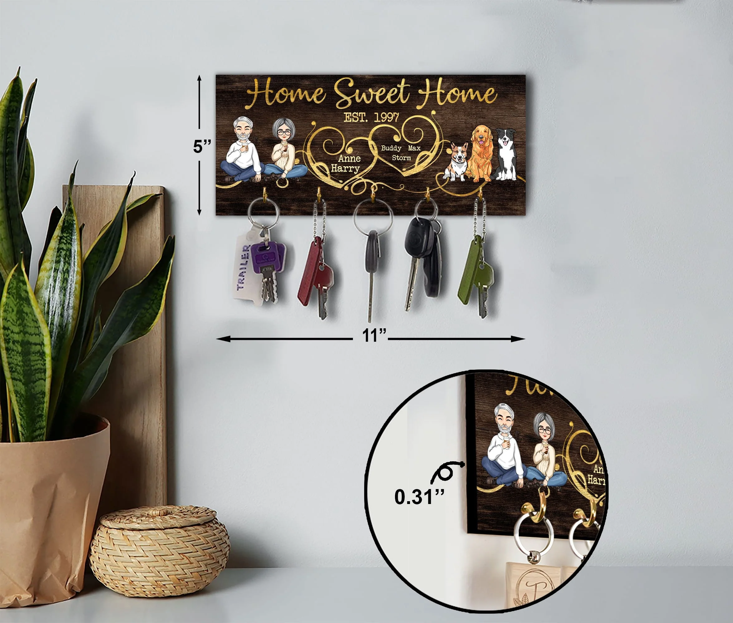 Home Sweet Home - Personalized Key Hanger - Image 3