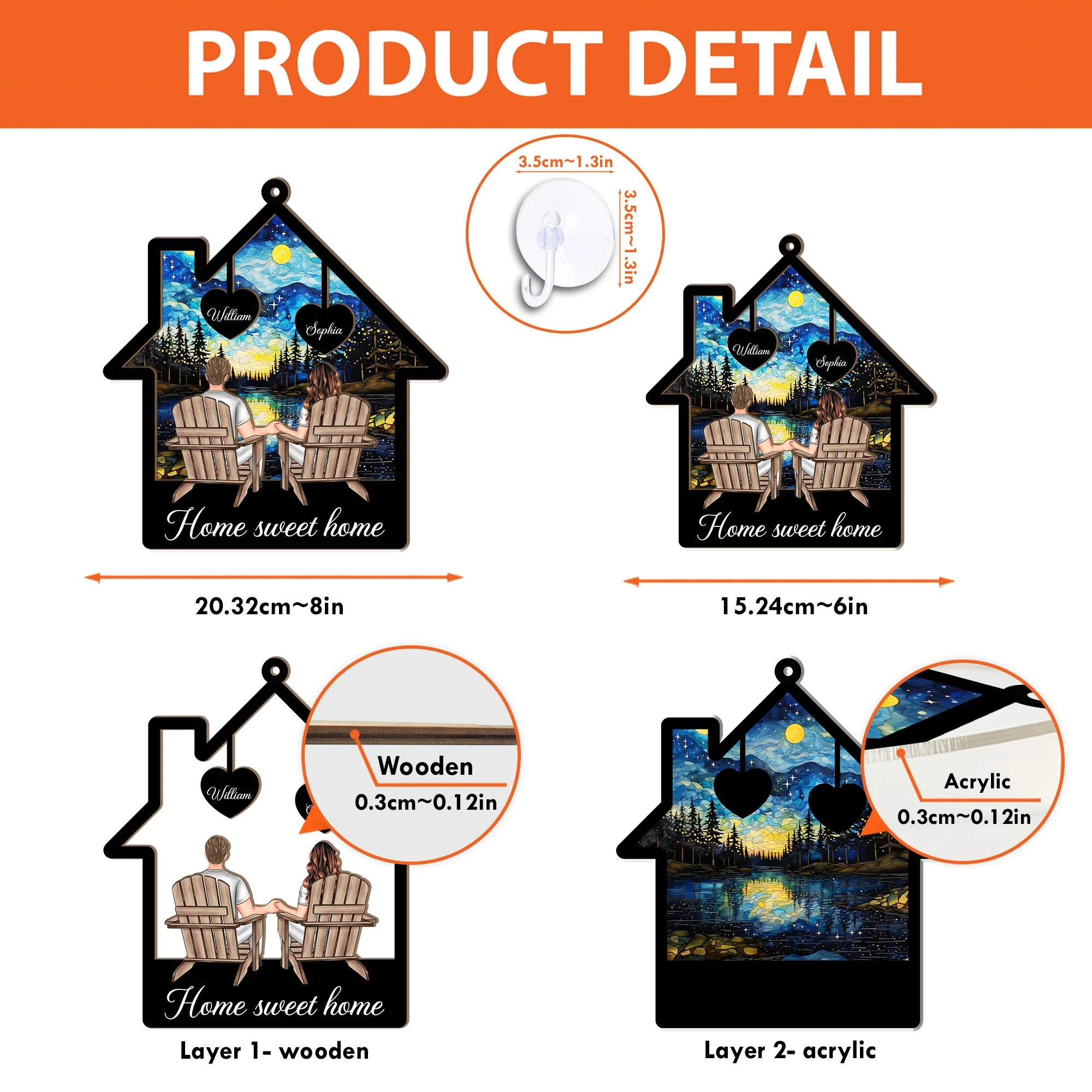 Home Sweet Home - Personalized Window Hanging Suncatcher Ornament - Image 5