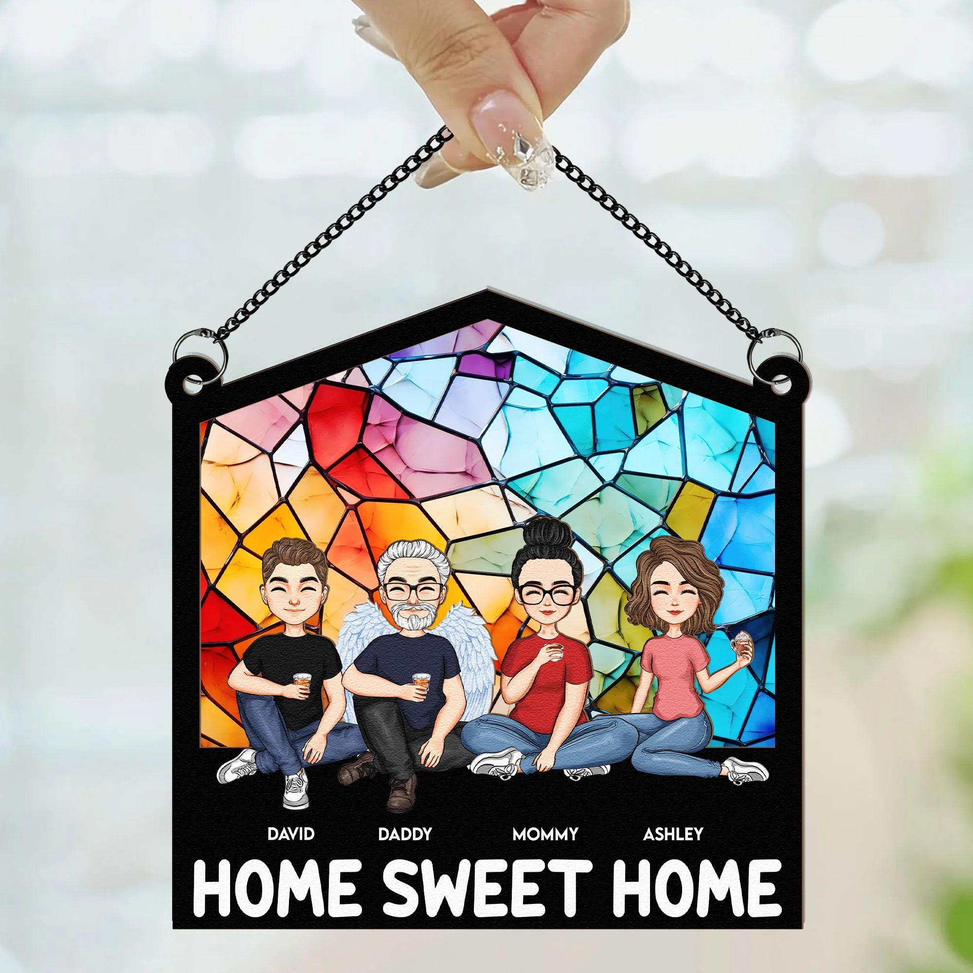 Home Sweet Home - Personalized Window Hanging Suncatcher Ornament - Image 2