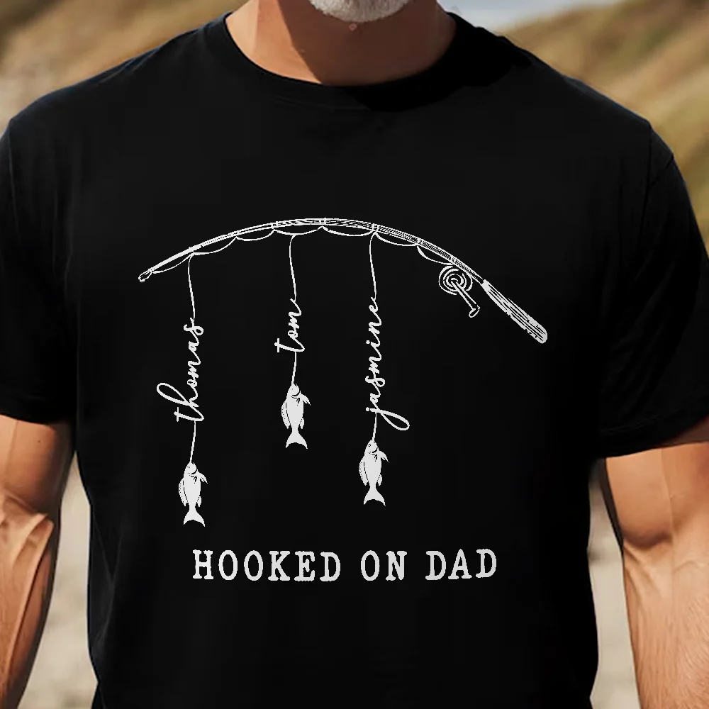 Hooked On Dad, Grandpa - Personalized Shirt - Image 2