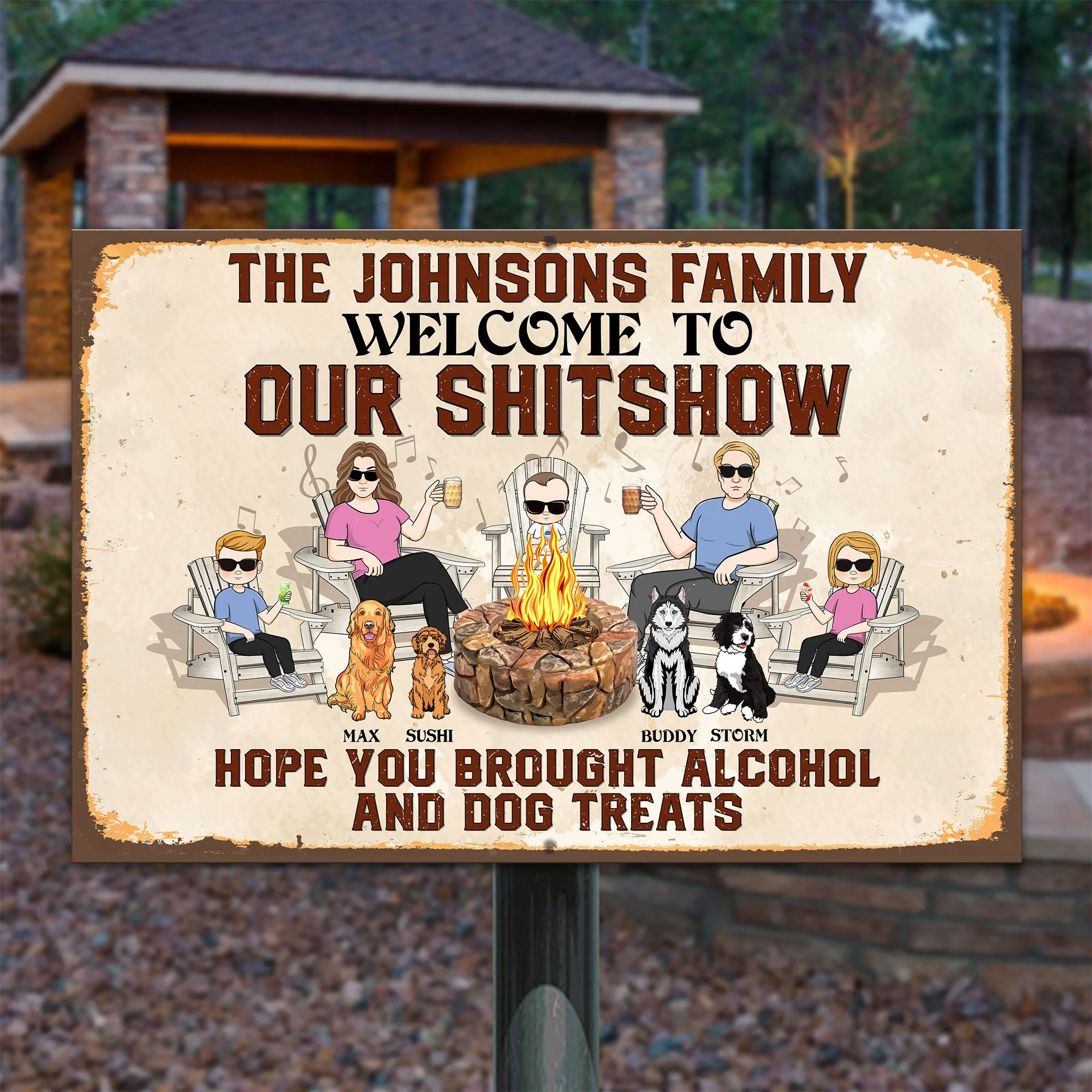 Hope You Brought Alcohol & Dog Treats - Personalized Metal Sign - Image 2