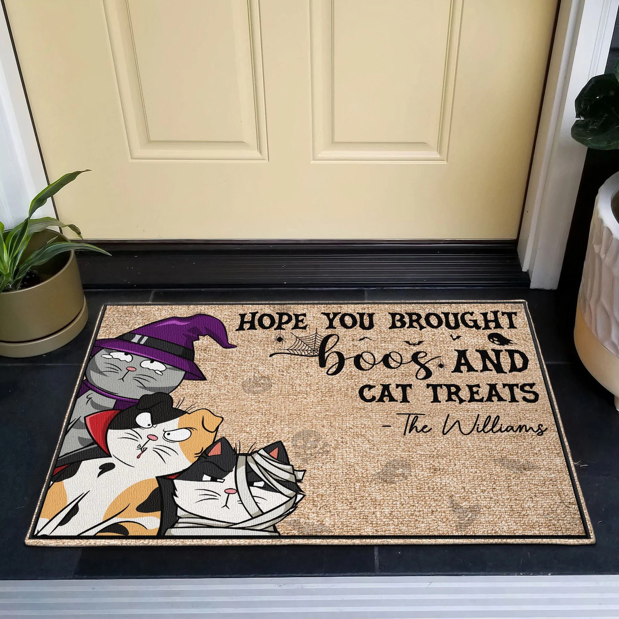 Hope You Brought Boos And Cat Treats - Personalized Doormat - Image 4