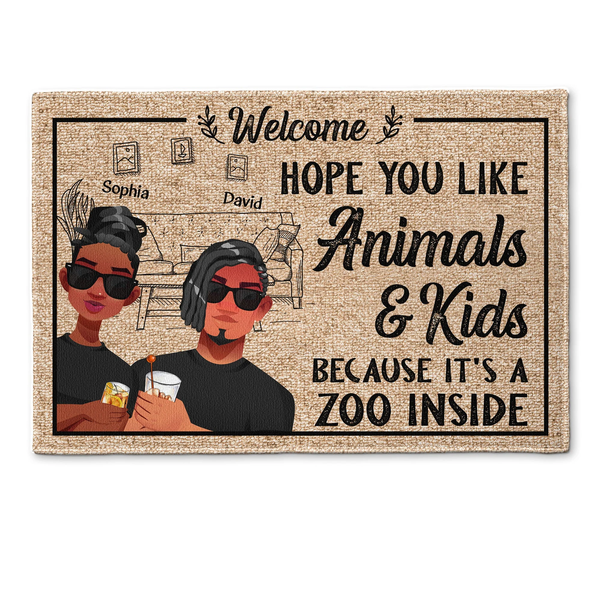 Hope You Like Animals & Kids - Personalized Doormat - Image 2