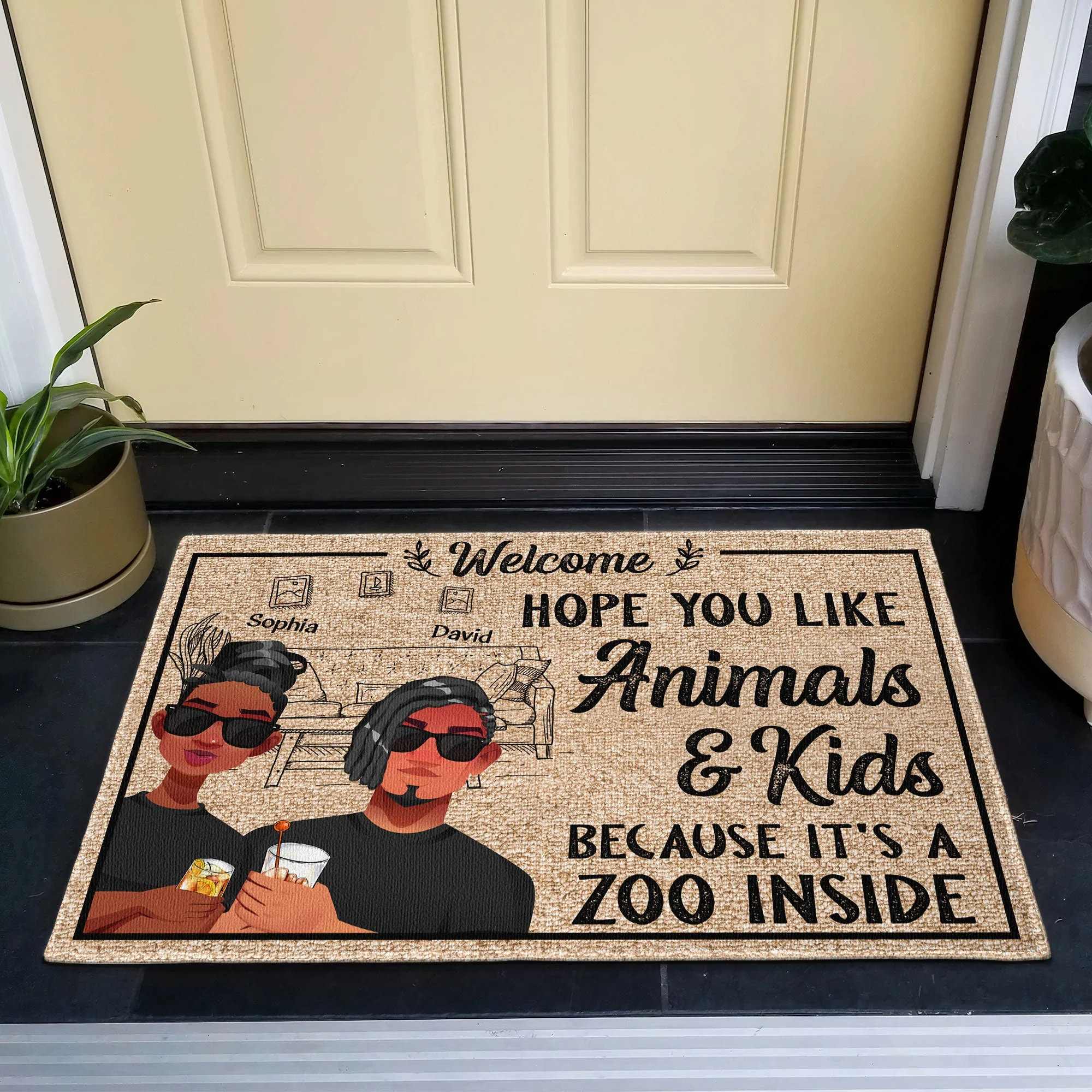 Hope You Like Animals & Kids - Personalized Doormat - Image 4