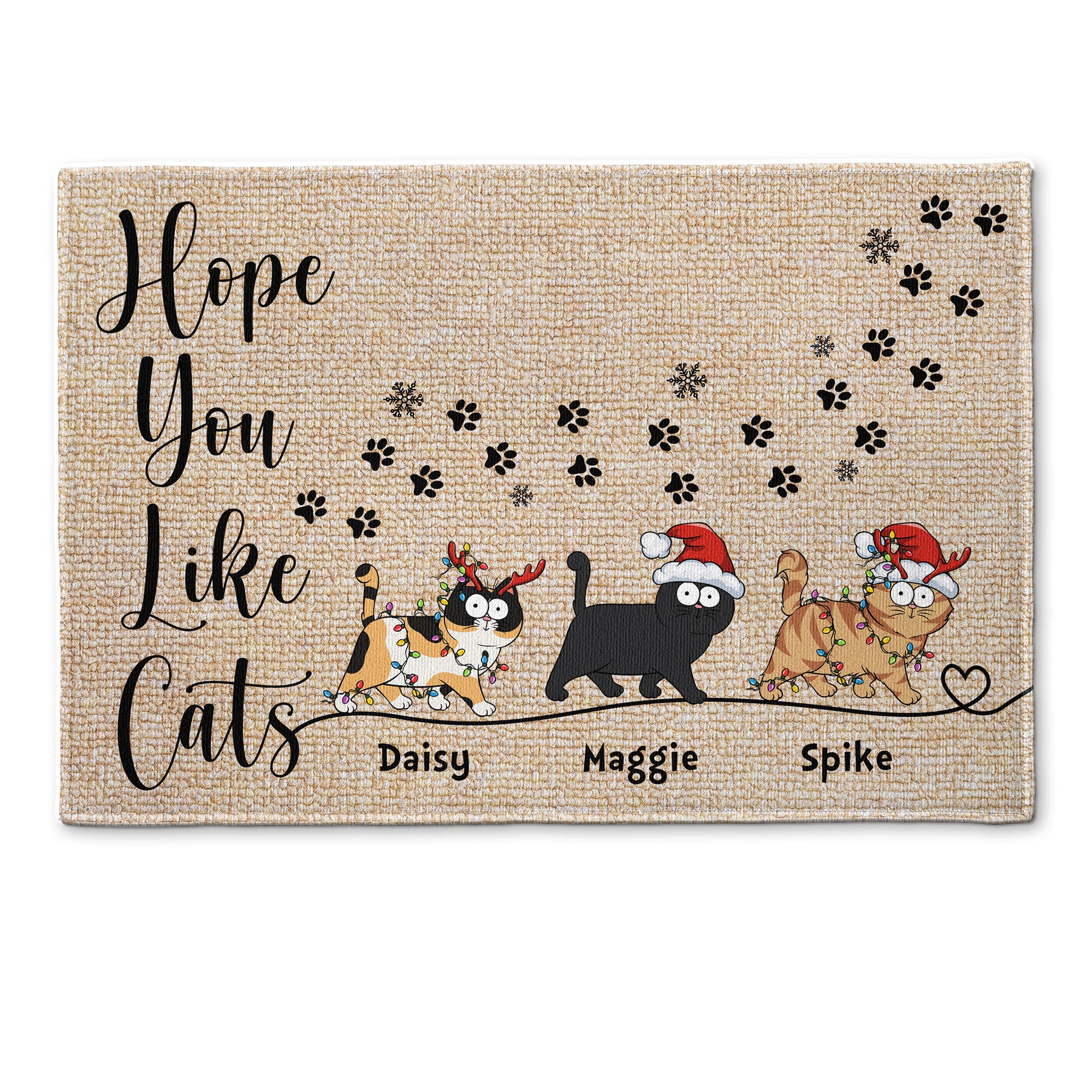 Hope You Like Cats Christmas Decor - Personalized Doormat - Image 2