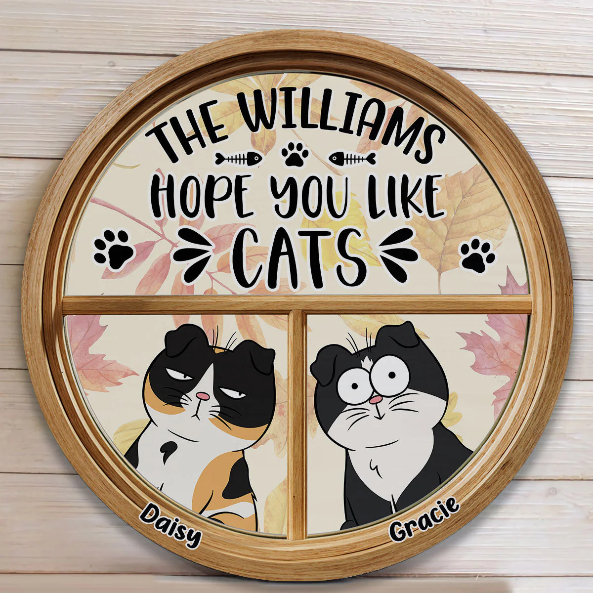 Hope You Like Cats - Personalized Round Wood Sign - Image 2