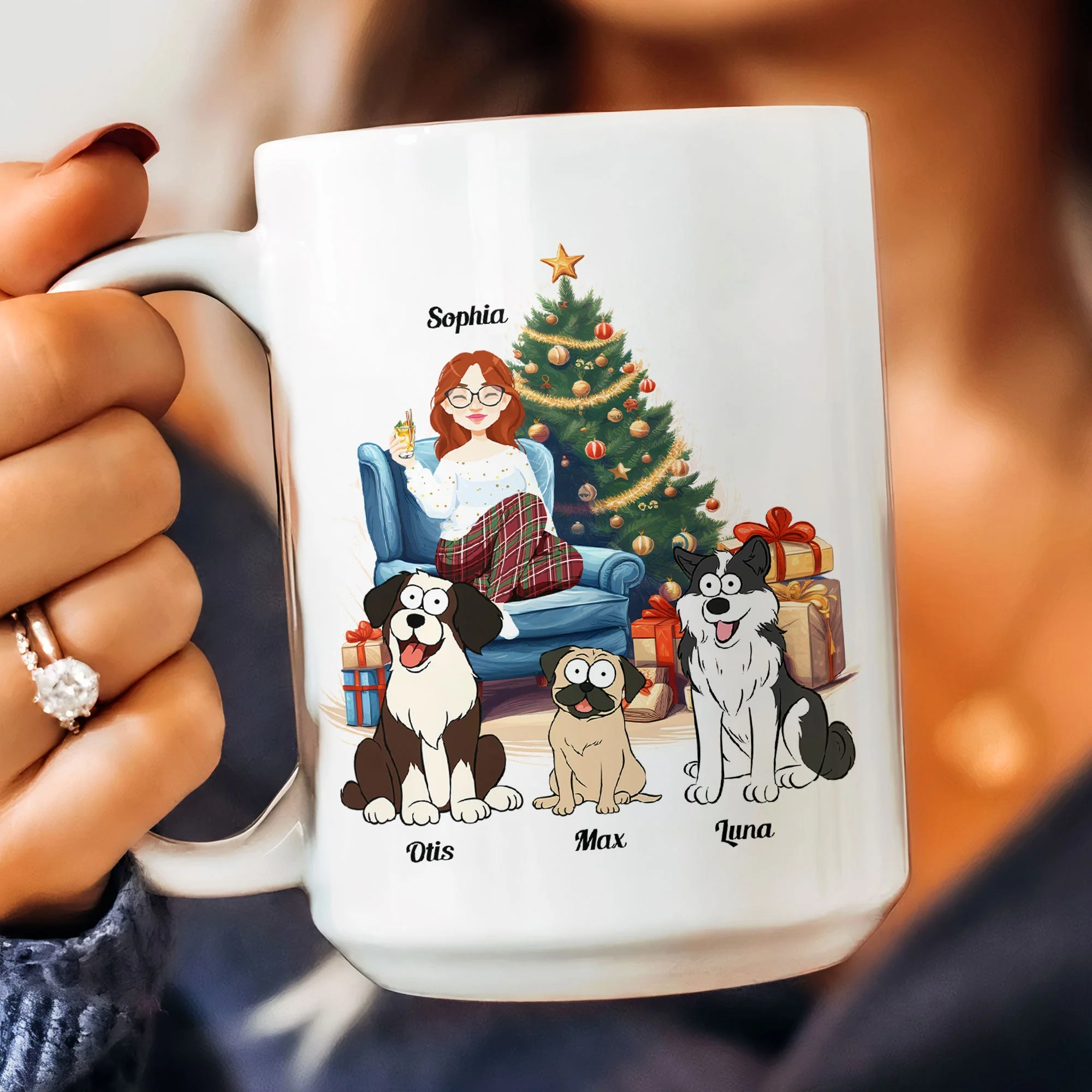 Hot Cocoa, Christmas Movies & My Dogs - Personalized Mug - Image 9