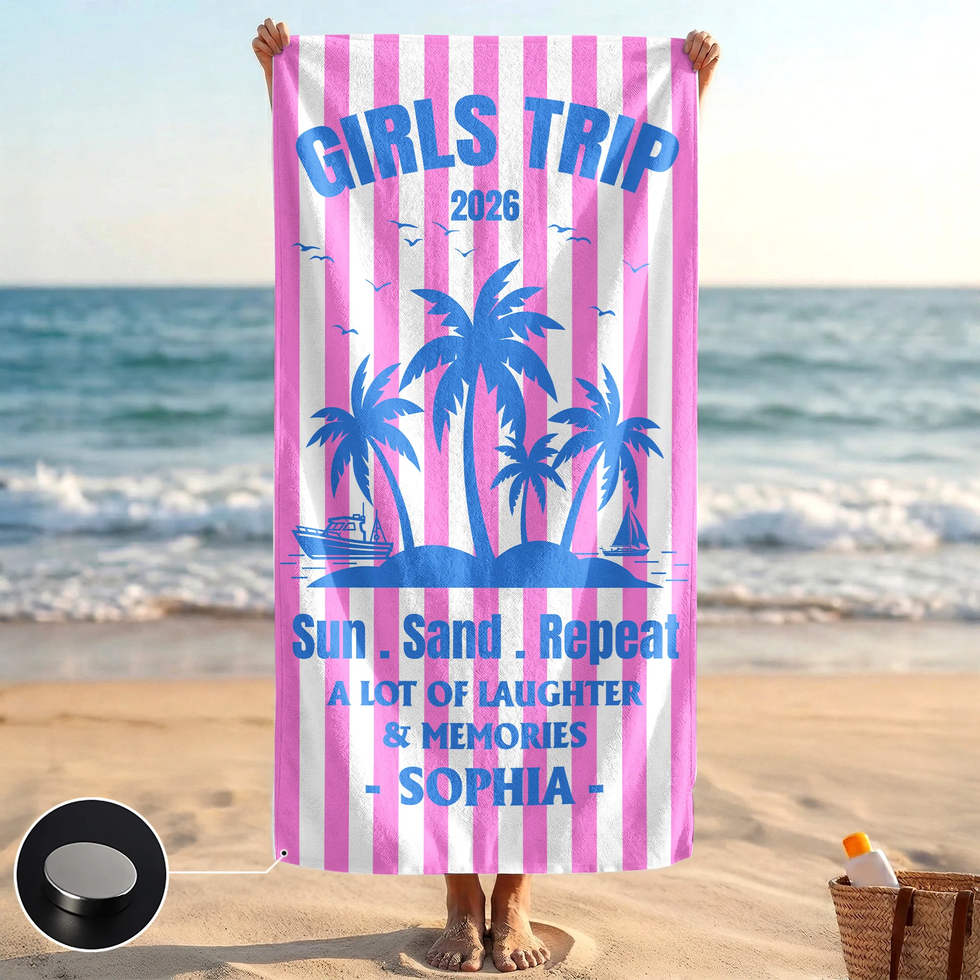 Hot Summer Girls Trip - Personalized Beach Towel - Image 2