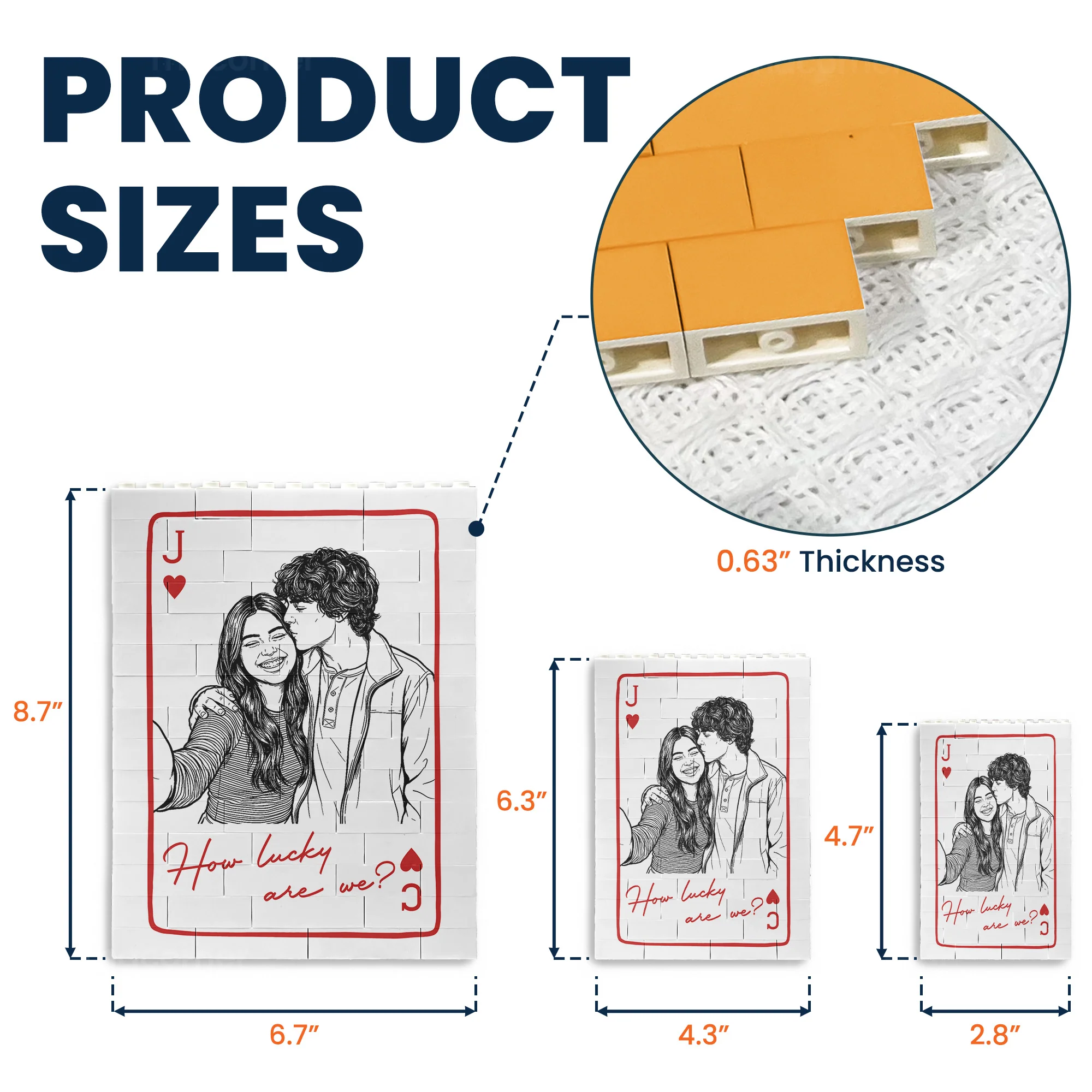 How Lucky Are We Custom Photo Sketch Line Art Anniversary Gift For Him, Her - Personalized Building Blocks - Image 6