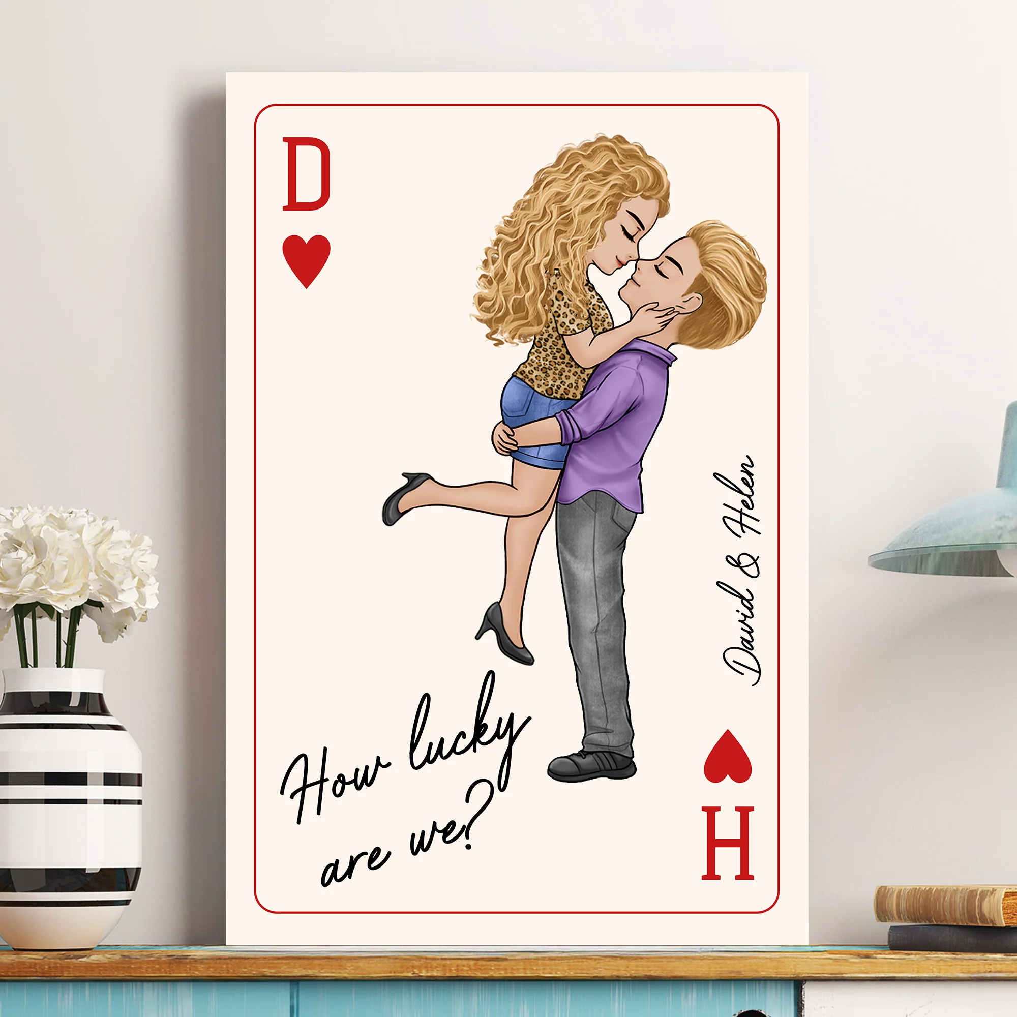 How Lucky Are We New Version Romantic Couple - Personalized Poster - Image 2
