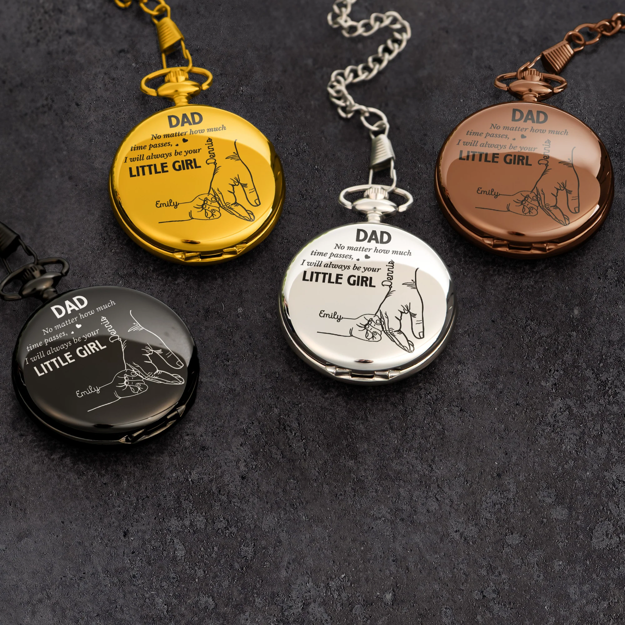 How Much Time Passes, I Will Always Be Your Little Girl - Personalized Pocket Watch - Gift For Dad - Image 3