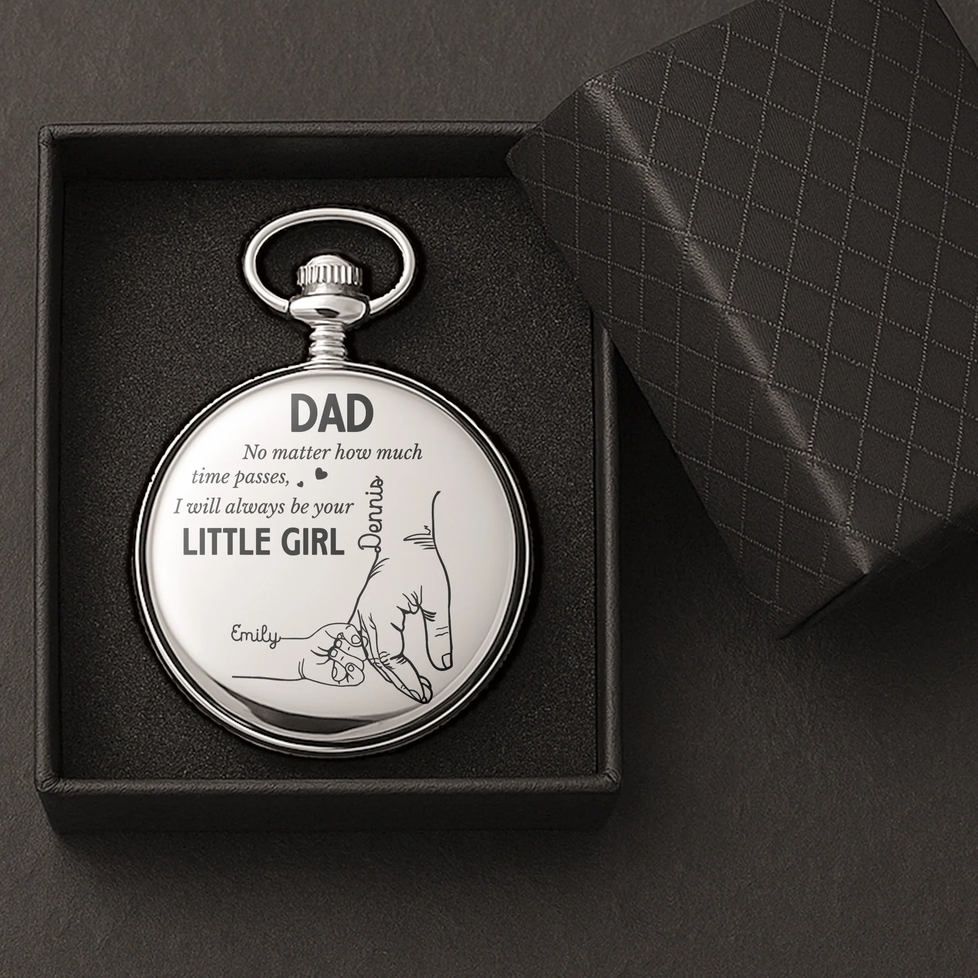 How Much Time Passes, I Will Always Be Your Little Girl - Personalized Pocket Watch - Gift For Dad - Image 4