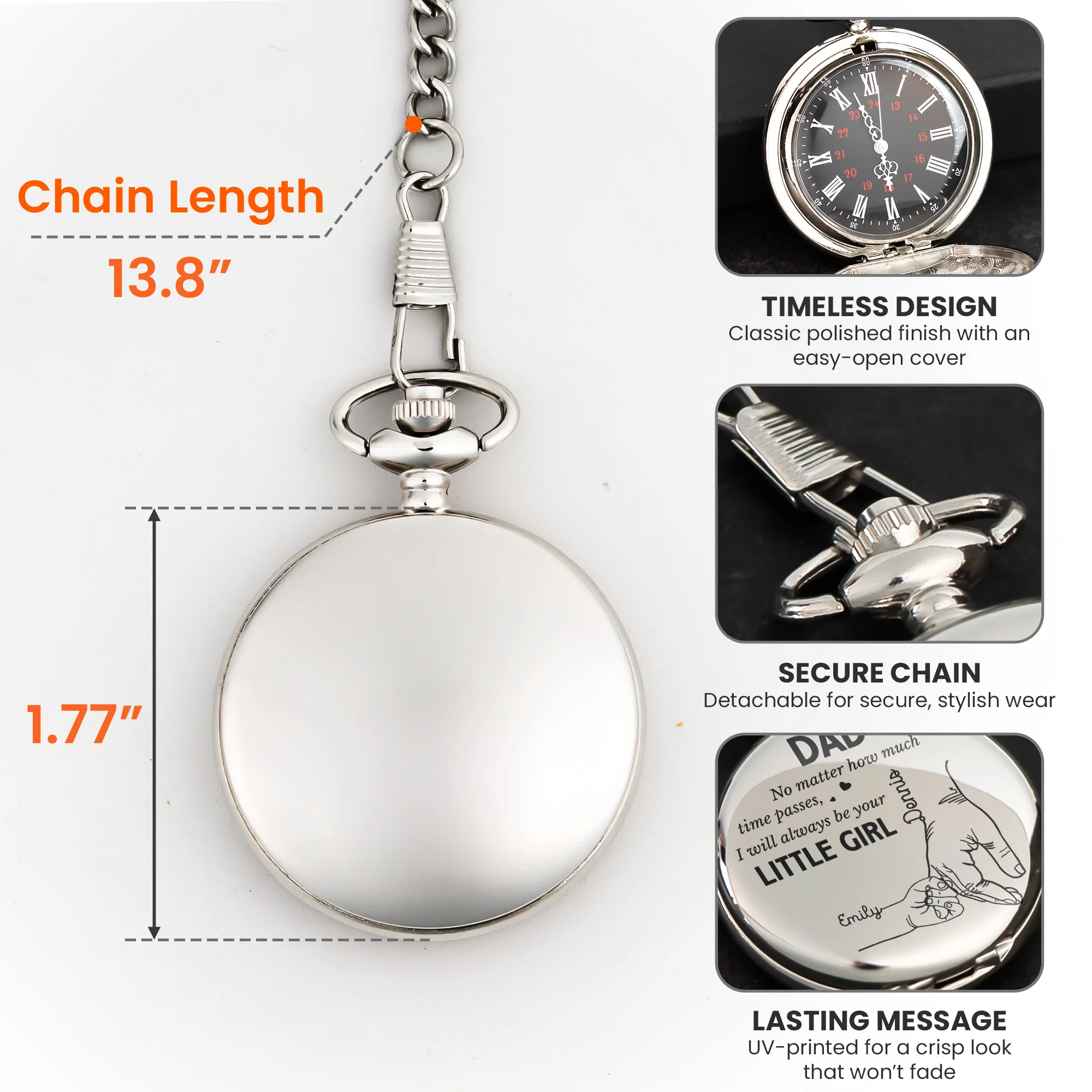 How Much Time Passes, I Will Always Be Your Little Girl - Personalized Pocket Watch - Gift For Dad - Image 6
