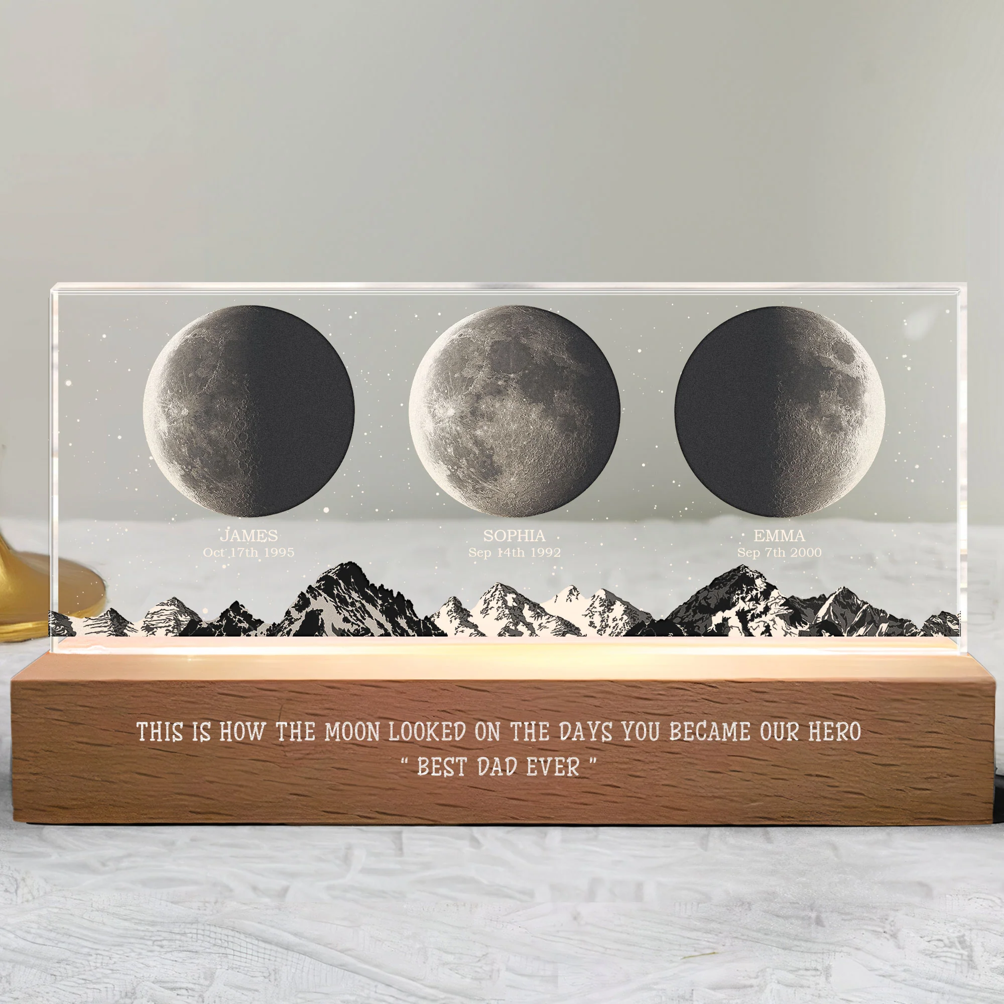 How The Moon Looked On The Day You Became Our Hero - Personalized LED Night Light - Image 4