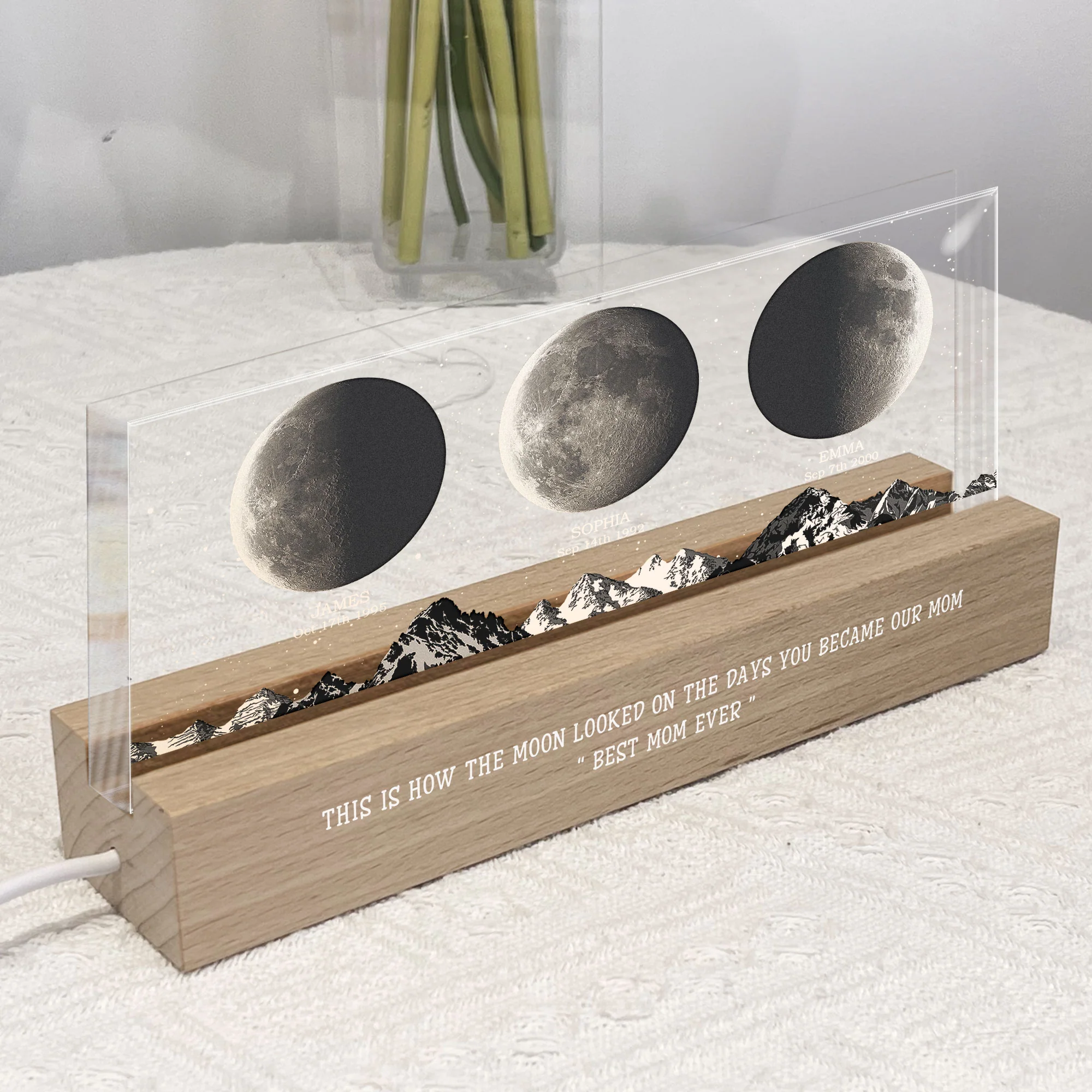 How The Moon Looked On The Day You Became Our Mom - Personalized LED Night Light - Image 2