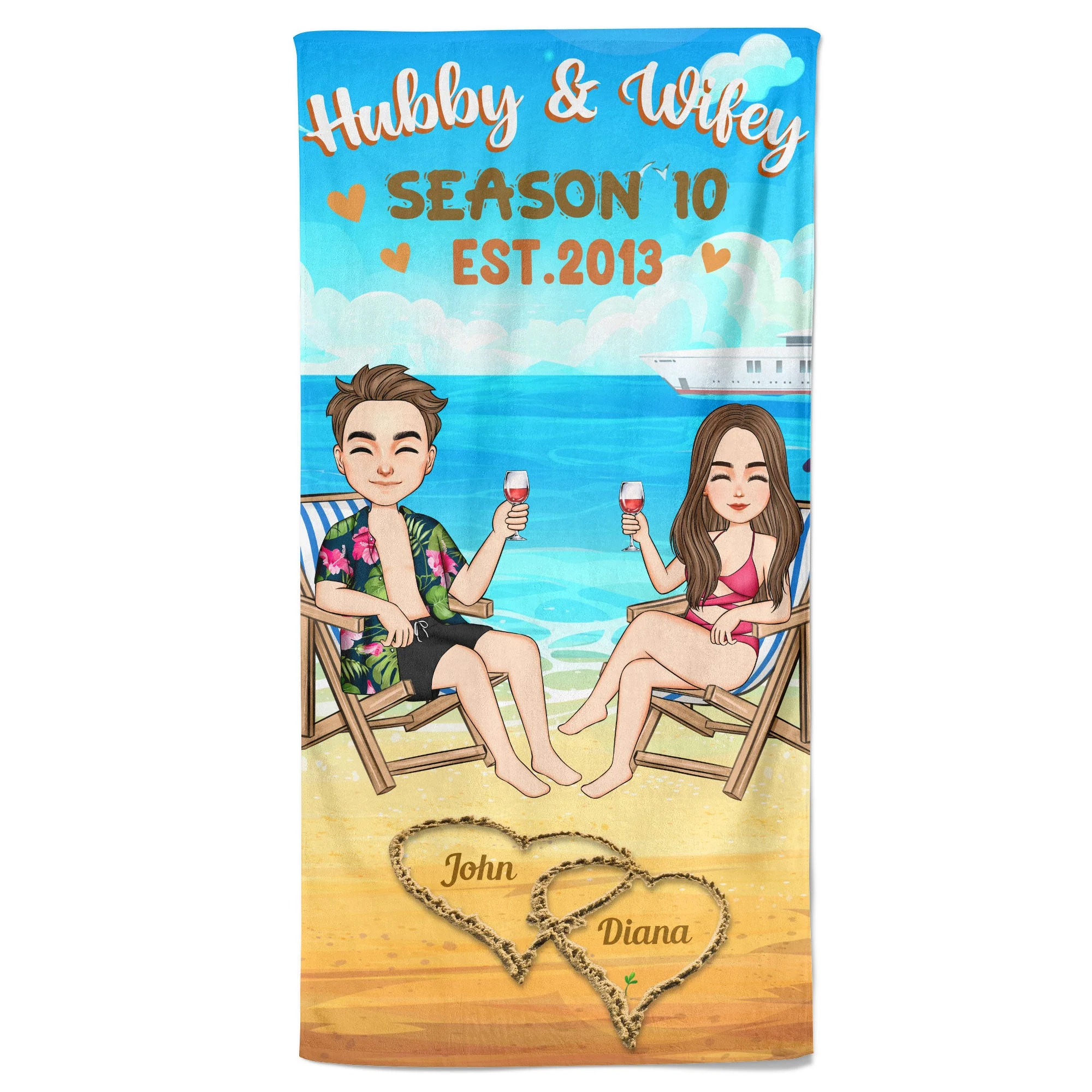 Hubby & Wifey - Personalized Beach Towel