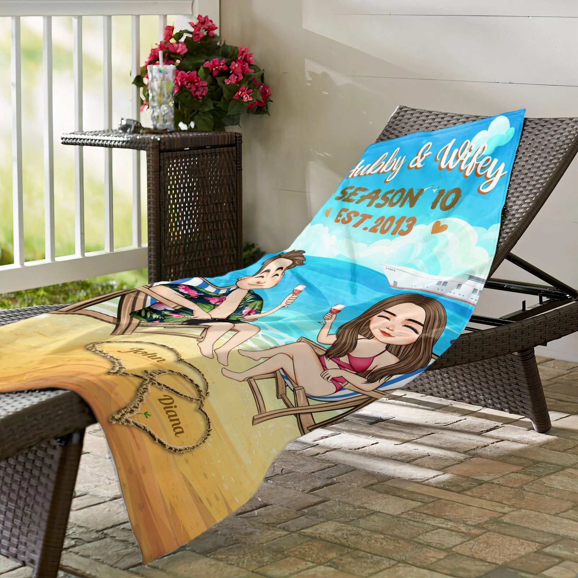 Hubby & Wifey - Personalized Beach Towel - Image 4