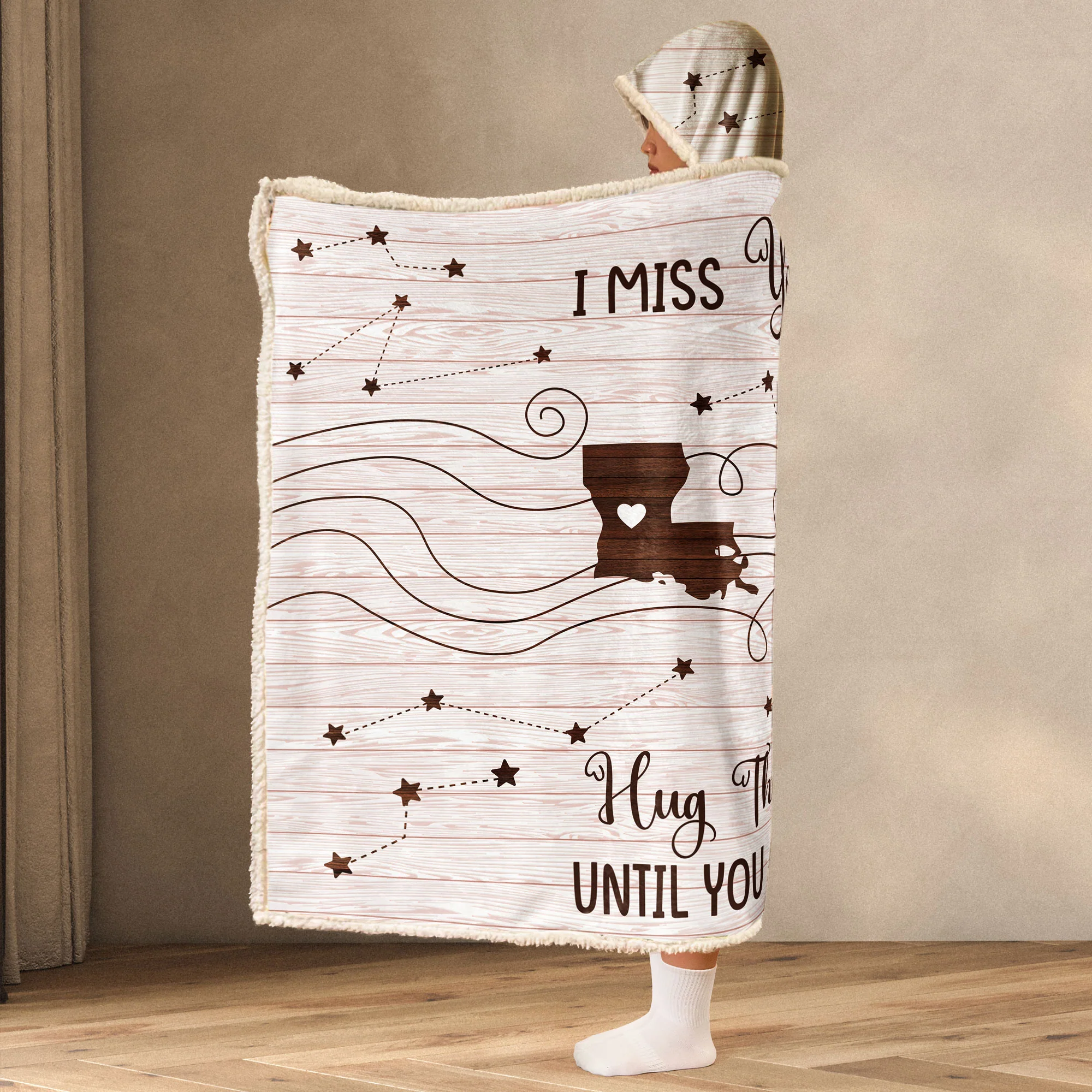 Hug This Blanket Until You Can Hug Me - Custom States - Long Distance Gifts - Personalized Wearable Blanket Hoodie - Image 3