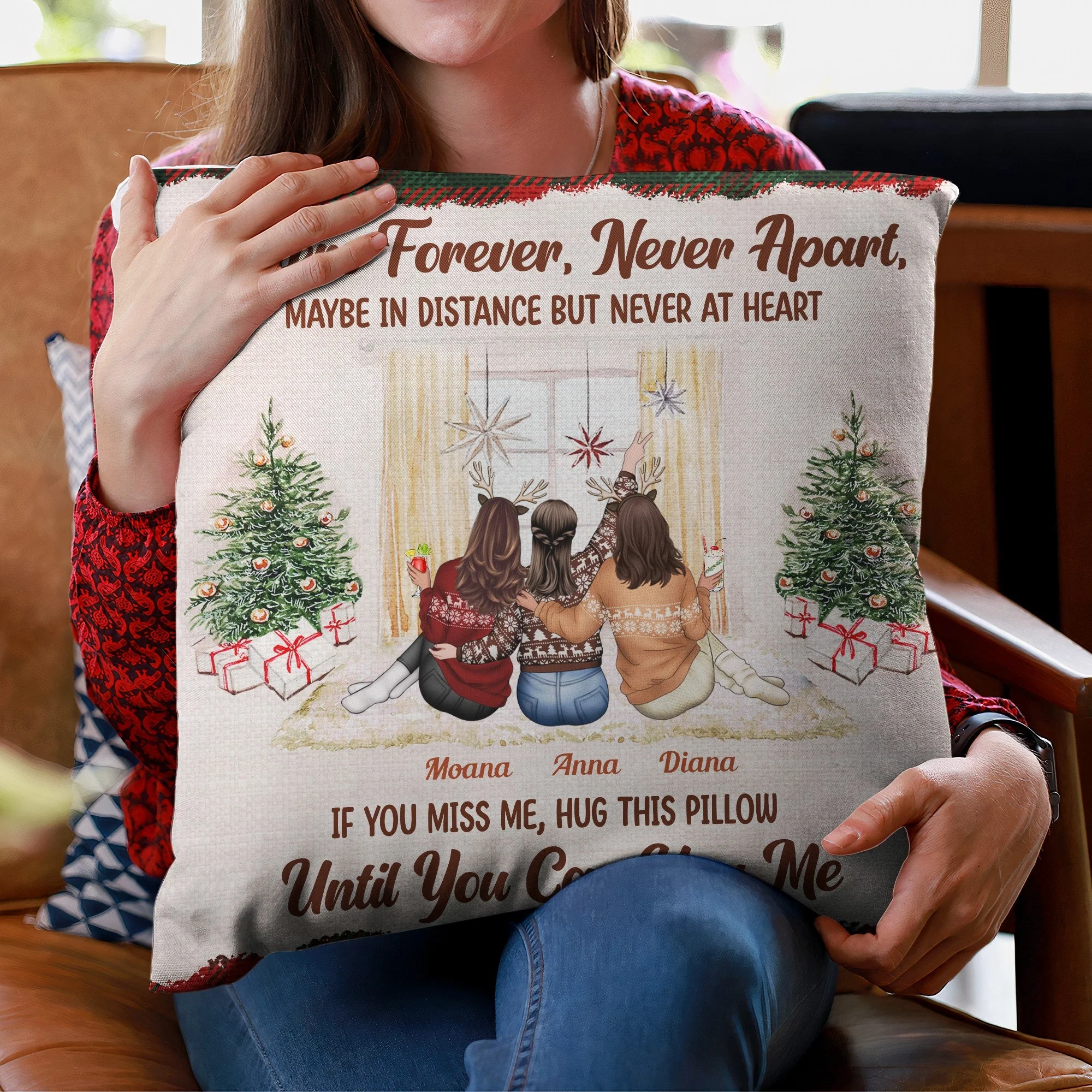 Hug This Lovely Pillow Until You Can Hug Me - Personalized Pillow (Insert Included) - Christmas Gift For Sisters, Besties, Sistas - Image 3