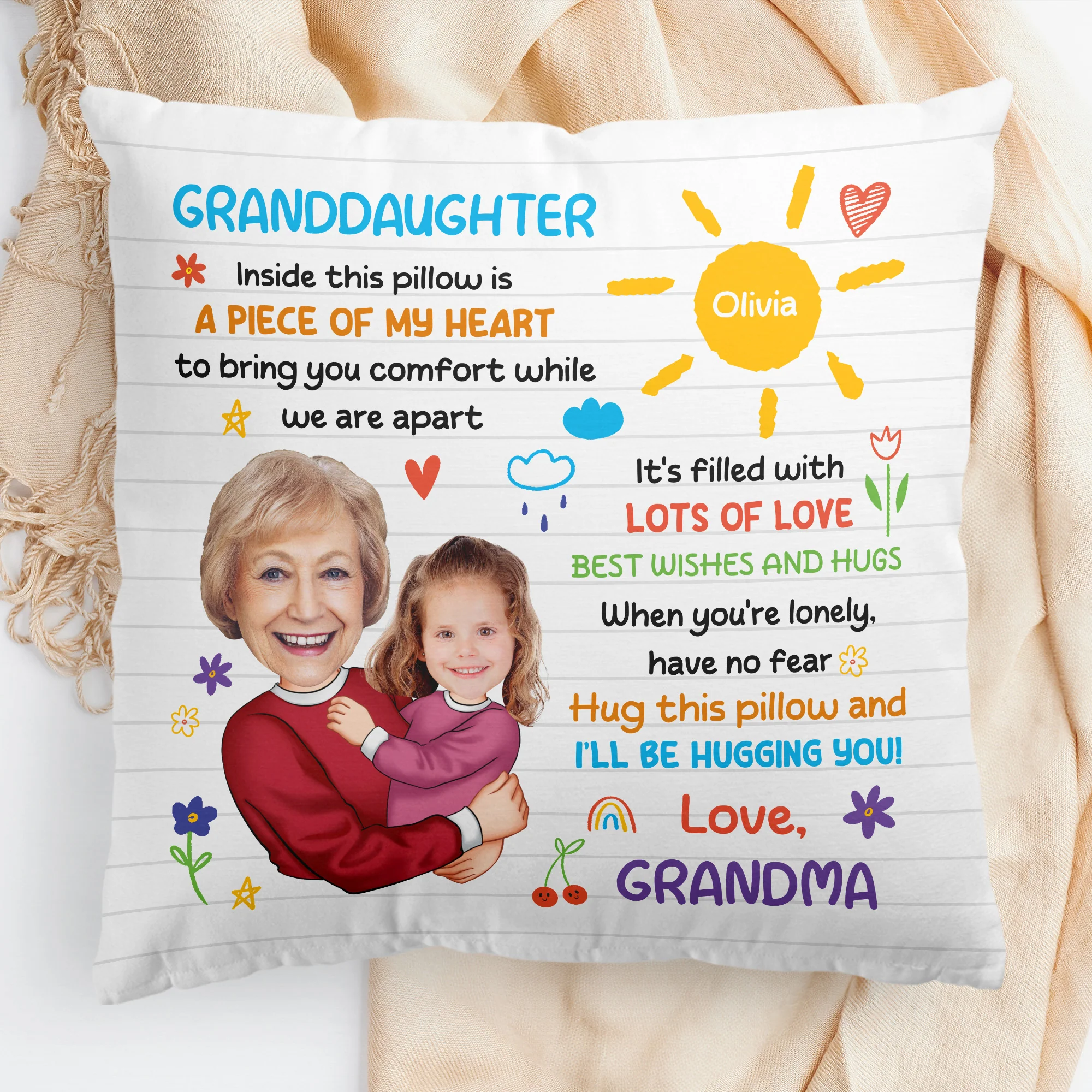 Hug This Pillow & I'll Be Hugging You! - Personalized Photo Pillow (Insert Included) - Image 6