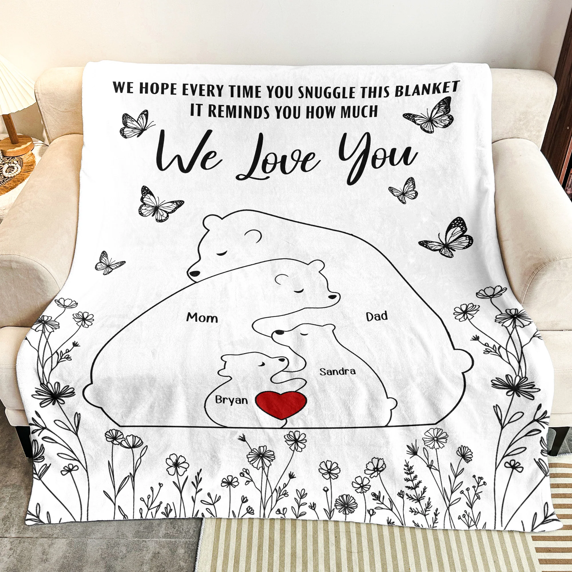Hugging Bear Family This Blanket Reminds You How Much We Love You - Personalized Blanket - Image 3