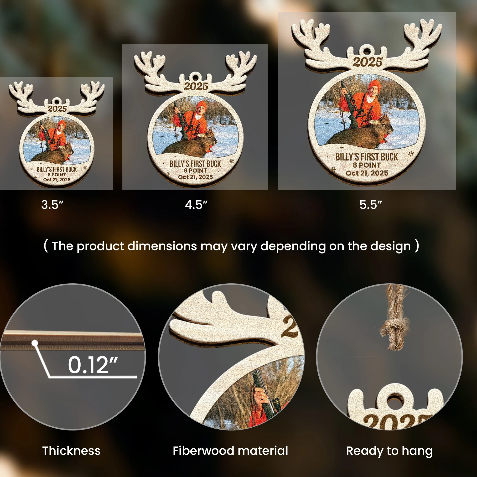 Hunting First Memorable Moment With Kid - Personalized Wooden Photo Ornament - Image 2
