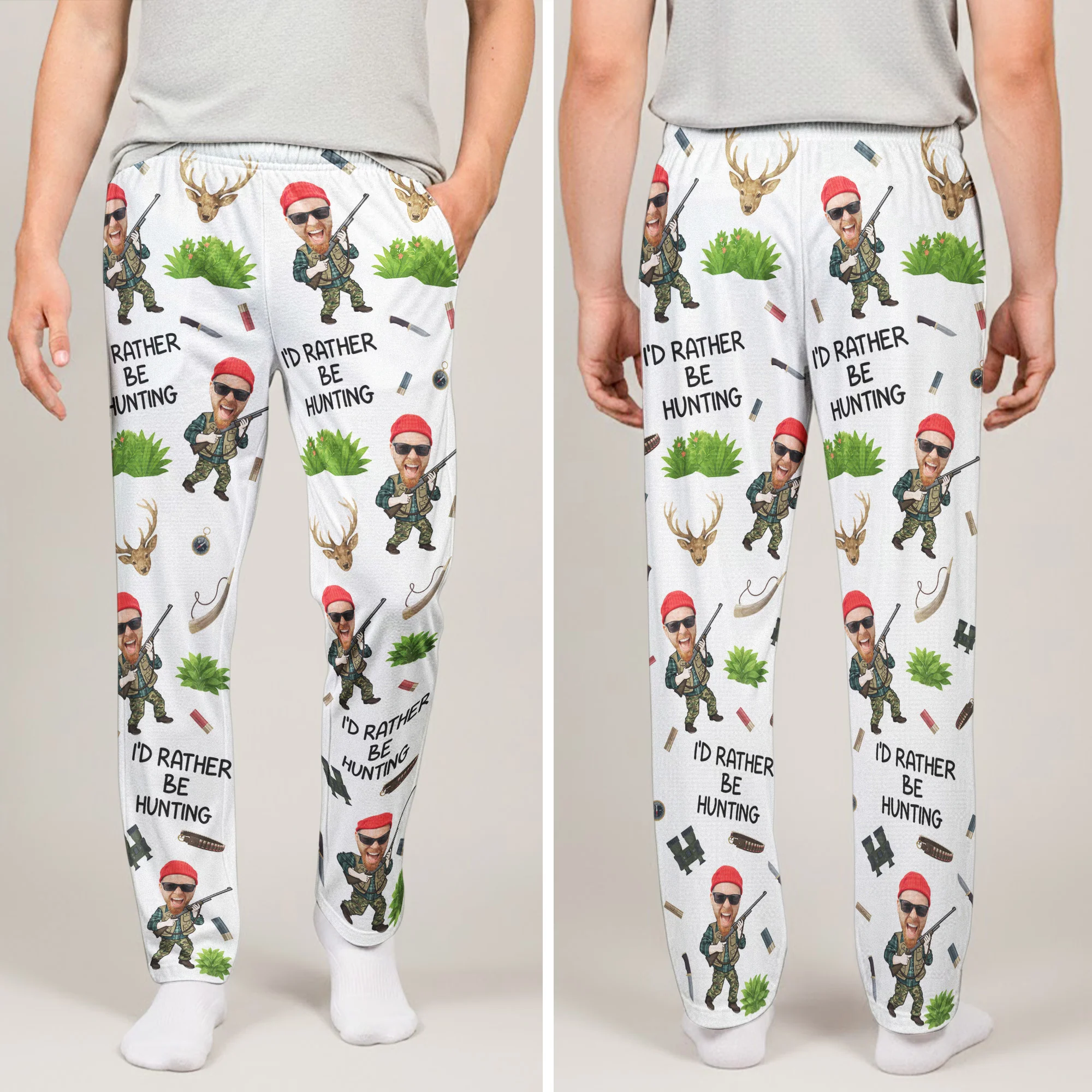 Hunting Funny Gift For Men - Personalized Photo Sweatpants, Lounge Pants With Pockets - Image 2