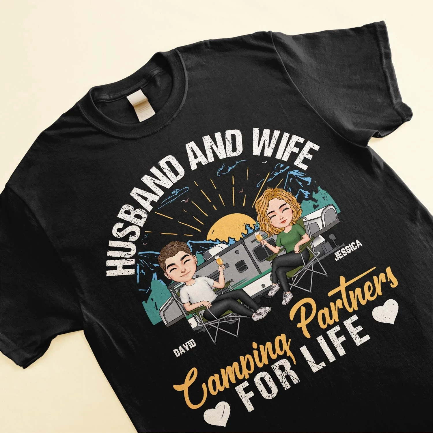 Husband And Wife Camping Partners For Life  - Personalized Shirt - Image 3