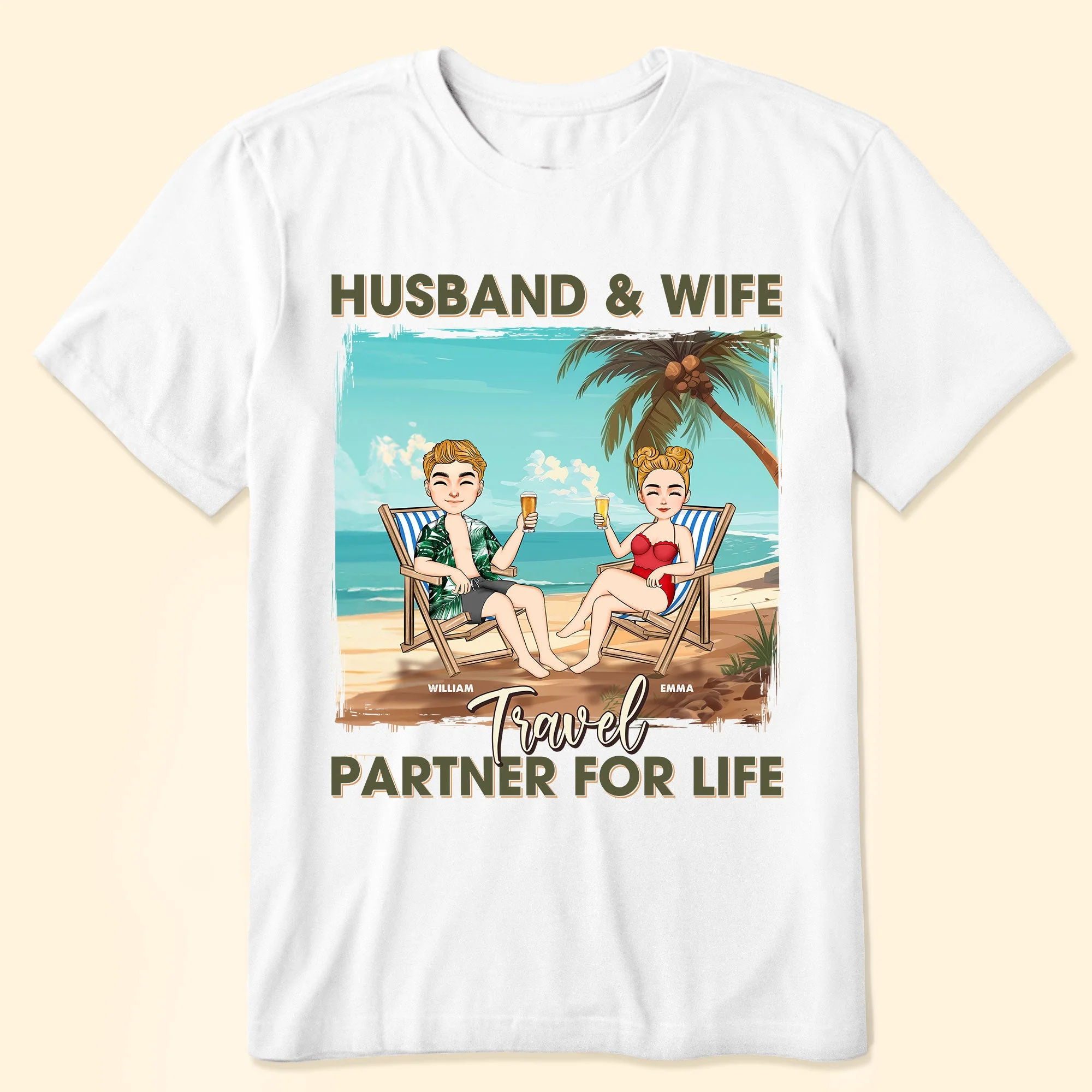 Husband & Wife Travel Partner For Life - Personalized Shirt - Image 2