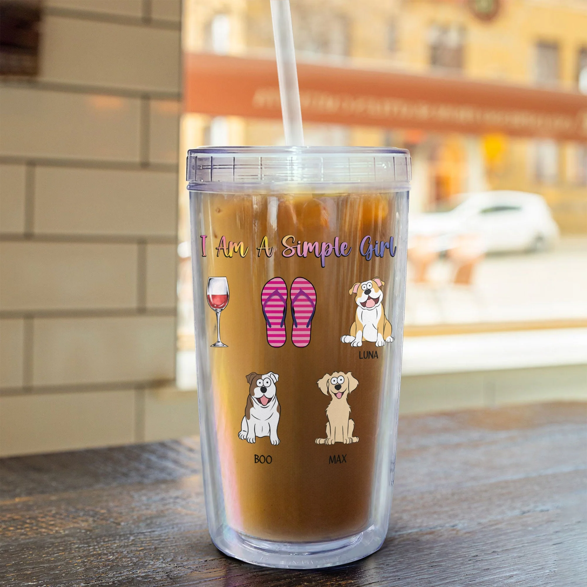 I Am A Simple Girl Dog Cat Flipflop - Personalized Acrylic Tumbler With Straw - Image 3