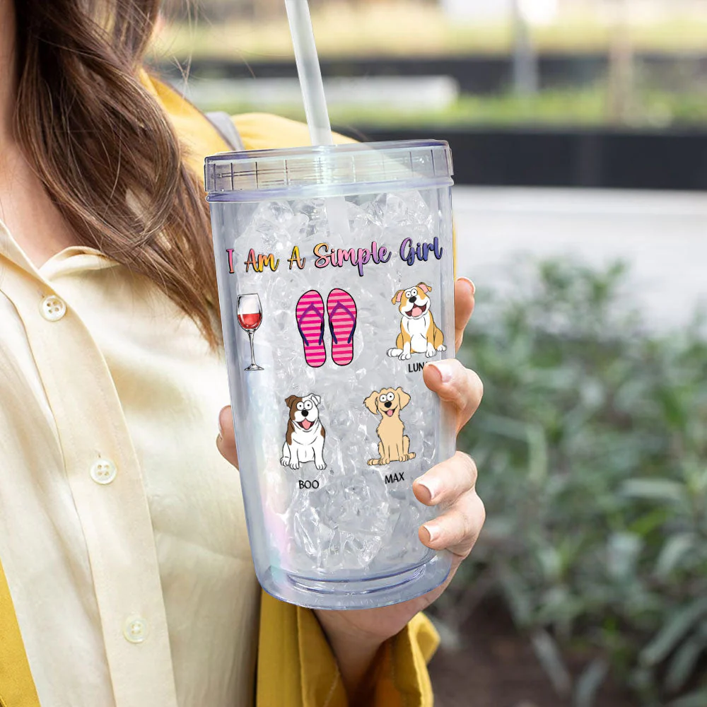 I Am A Simple Girl Dog Cat Flipflop - Personalized Acrylic Tumbler With Straw - Image 7